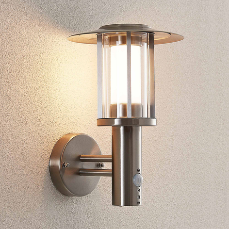 LED-utomhusvägglampa Gregory med sensor