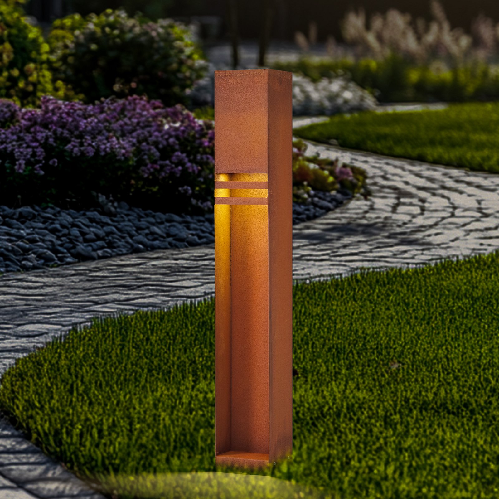 Lucande LED path light Oxido, rust-coloured, Corten steel