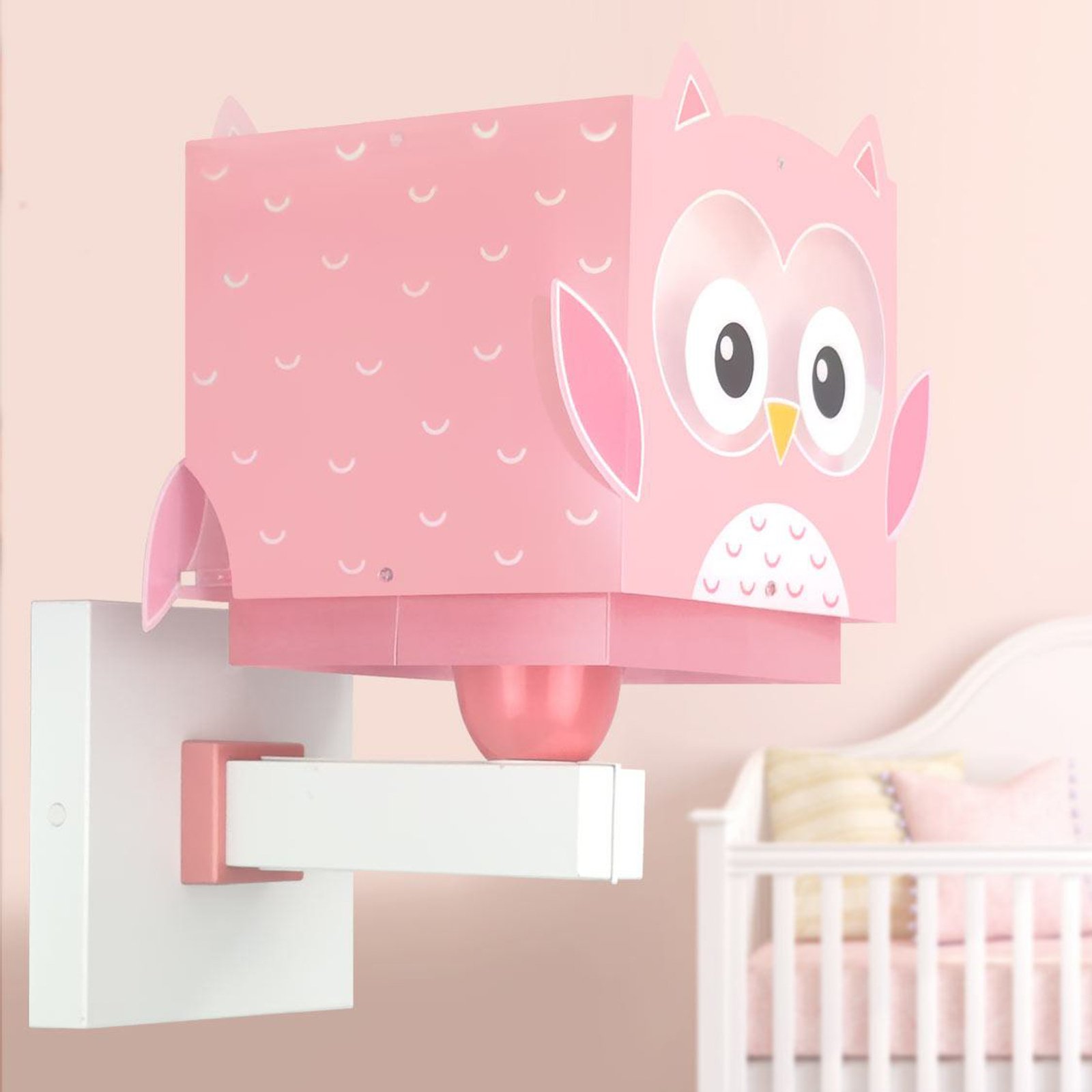 Dalber applique murale Little Owl avec prise, rose