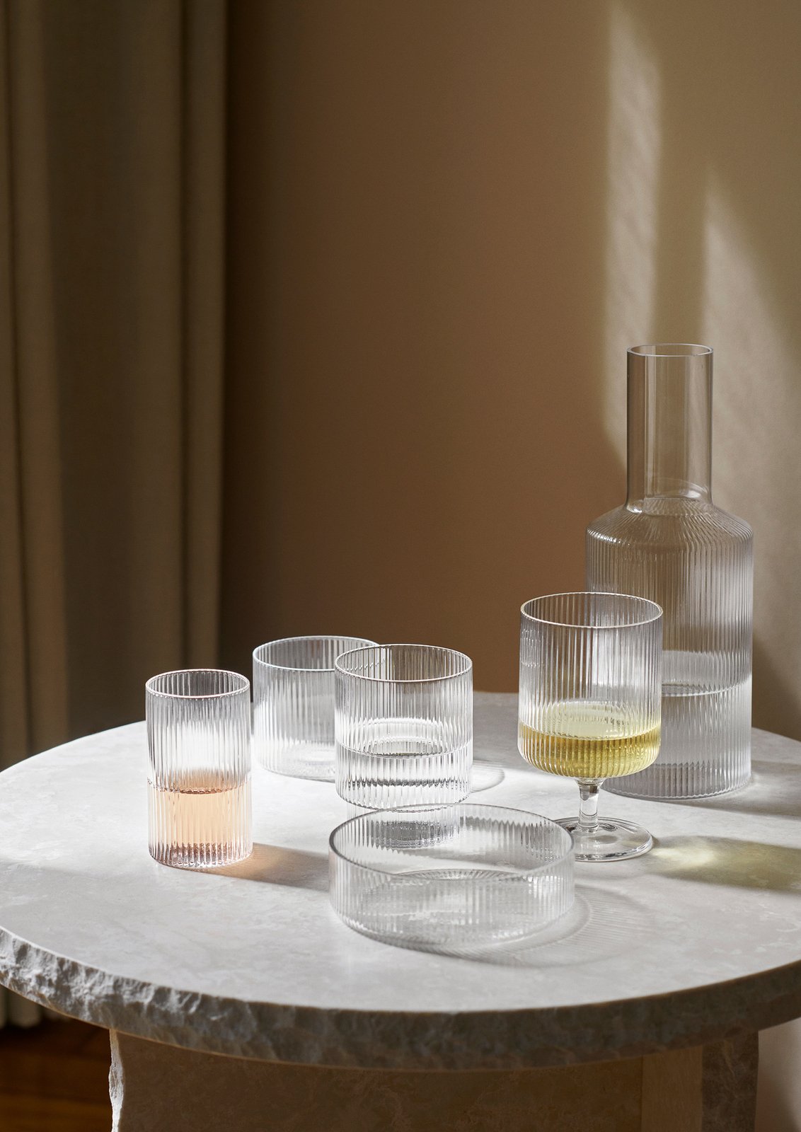 ferm LIVING Bol de service Ripple, transparent, Ø 12,2 cm, set de 4 pièces