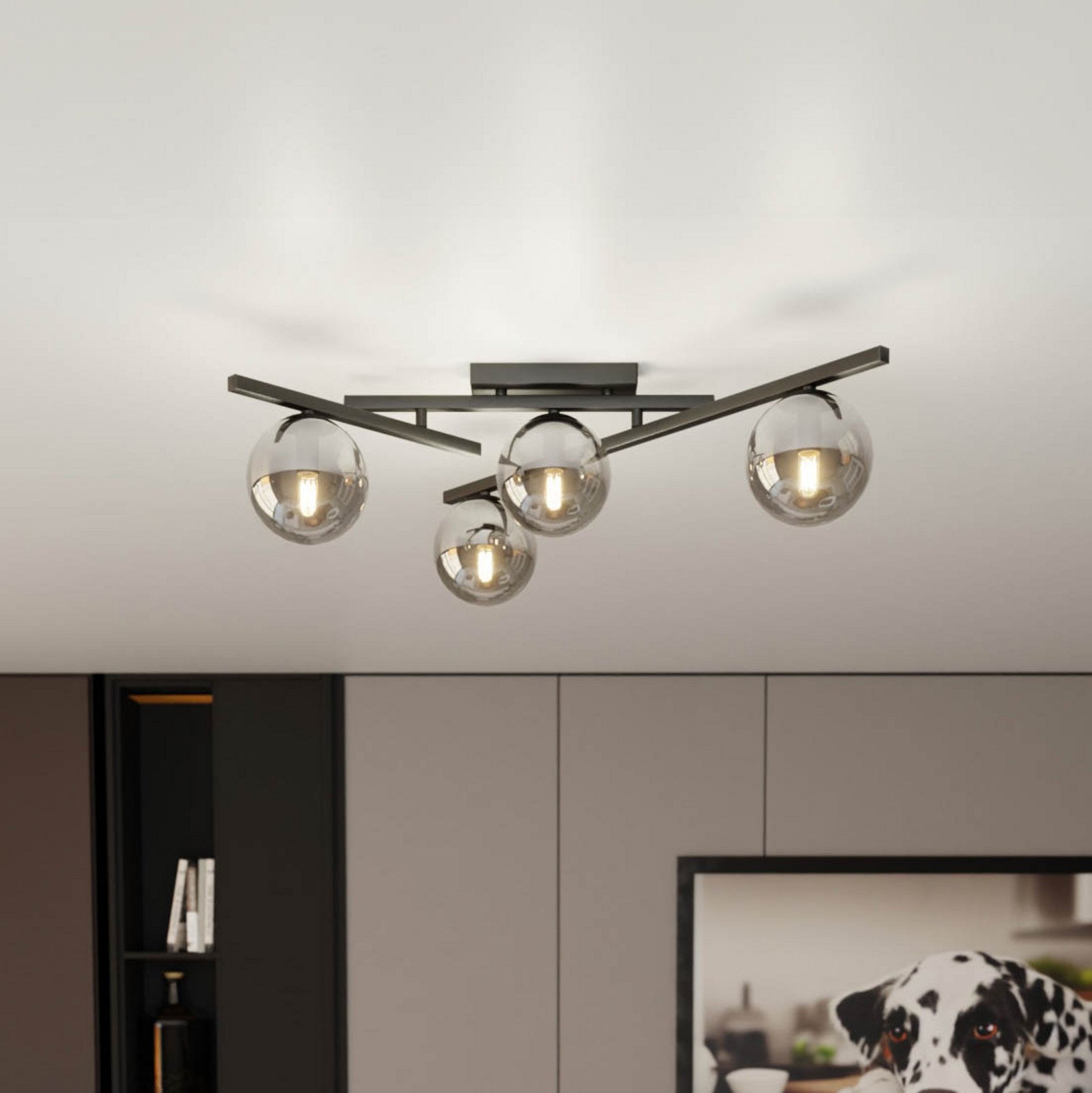 EMIBIG LIGHTING Plafonieră Smart negru/grafit 4 becuri - Camera de zi / sufragerie - Modern - negru grafit - Metal