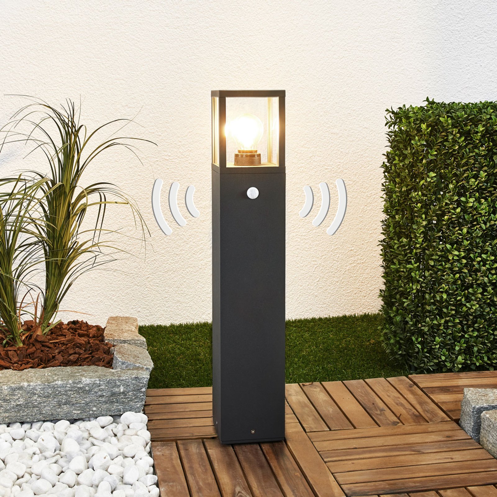 Klemens Short Candeeiro de Jardim Exterior IP54 com Sensor Graphite - Lucande