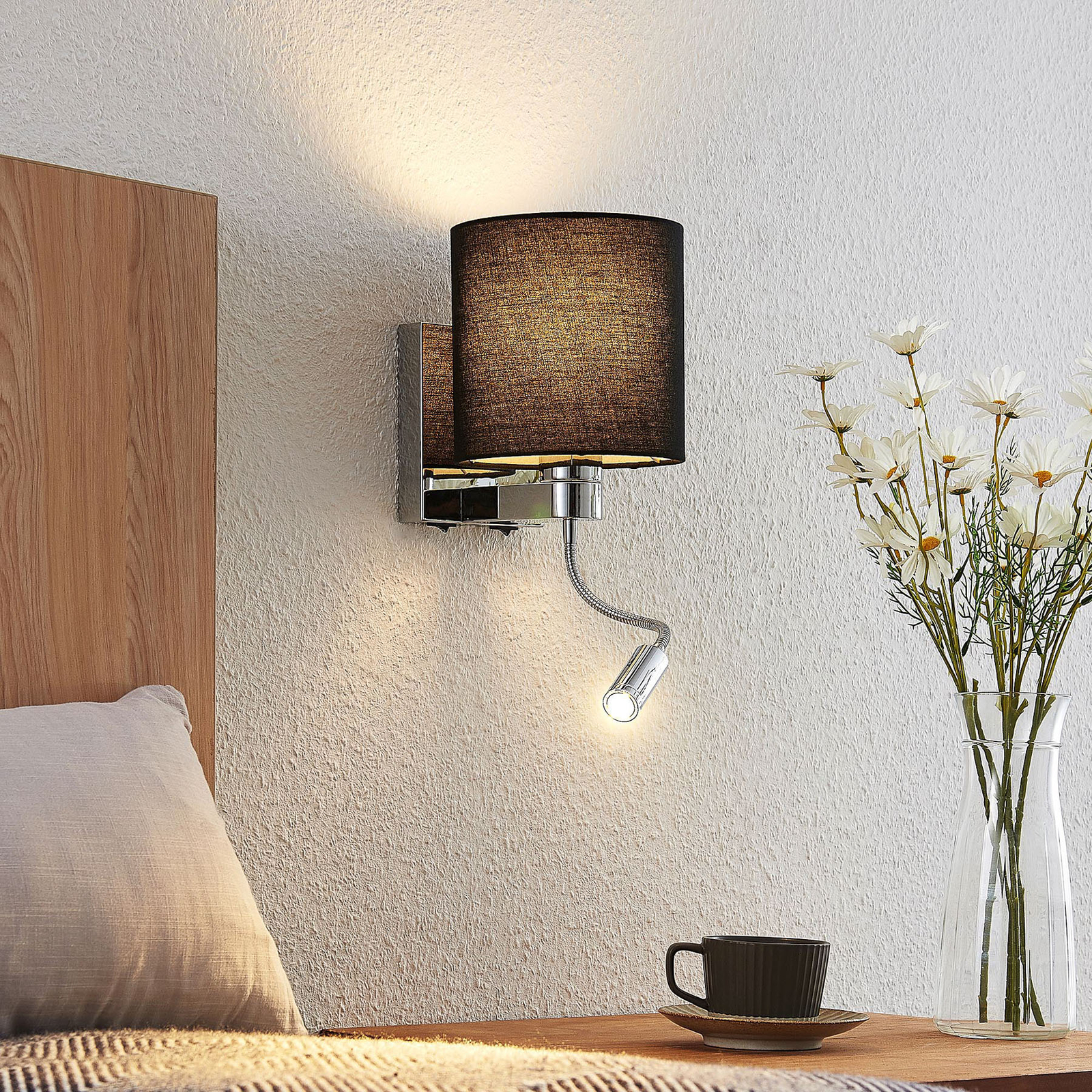 Lucande LED wandlamp Brinja zwart 2 per set
