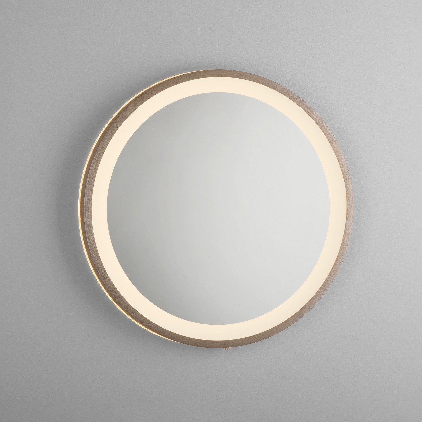 LED-Wandspiegel VIDRO, bronze, Ø 36 cm, Powerbank, Schalter