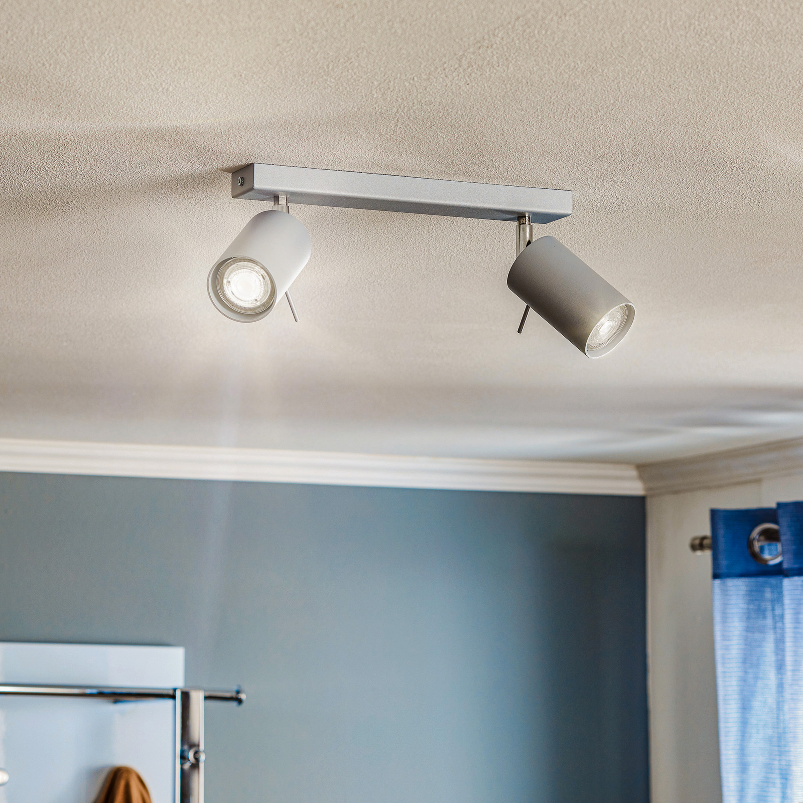 Spot pour plafond Round gris à deux lampes