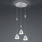 LED hanglamp Leni, 3-lamps, rond, nikkel