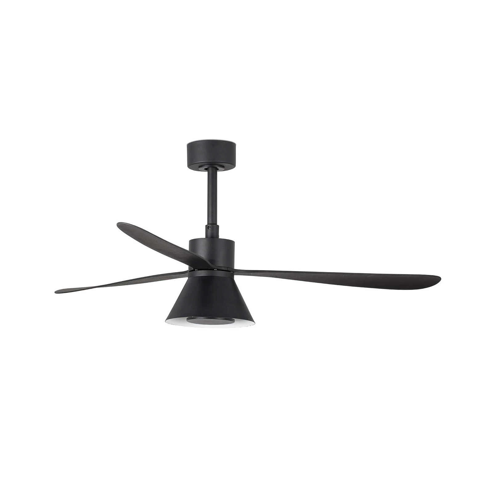 LED lubinis ventiliatorius „Amelia Cone L“, juodos spalvos, tylus, 132 cm