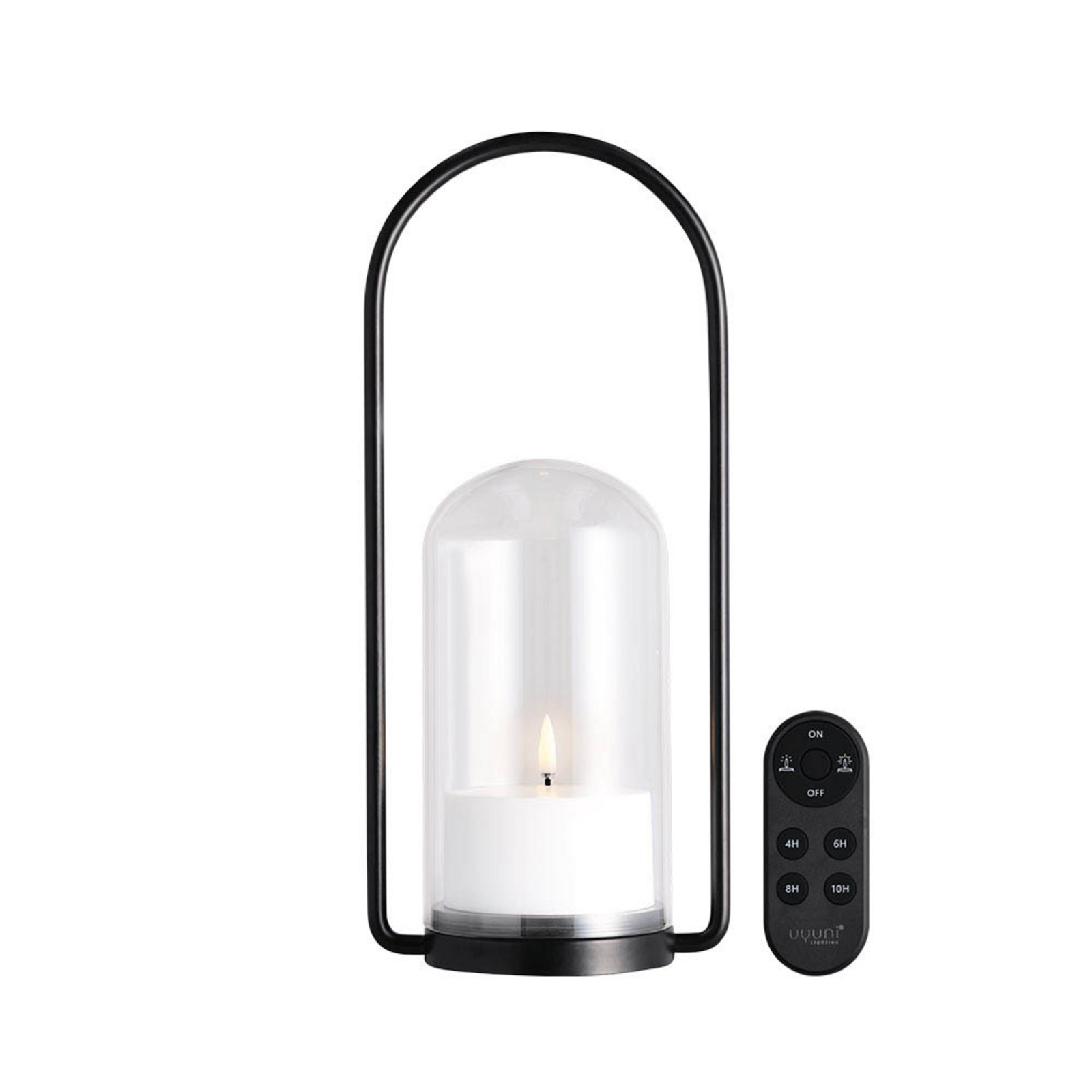 Outdoor Lantern Set w/Glass Dome, Handle, Candle 84005, Remote - Uyuni Lighting