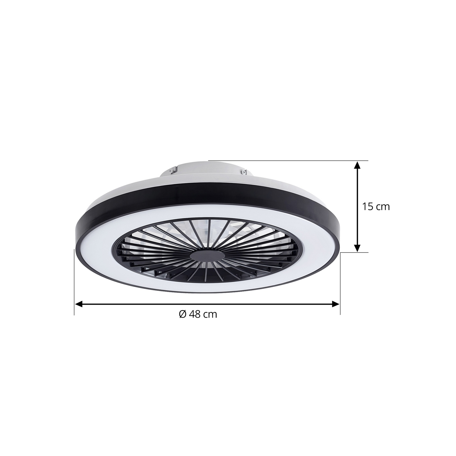 Lindby LED stropní ventilátor Teleo, černý, DC, tichý, Tuya