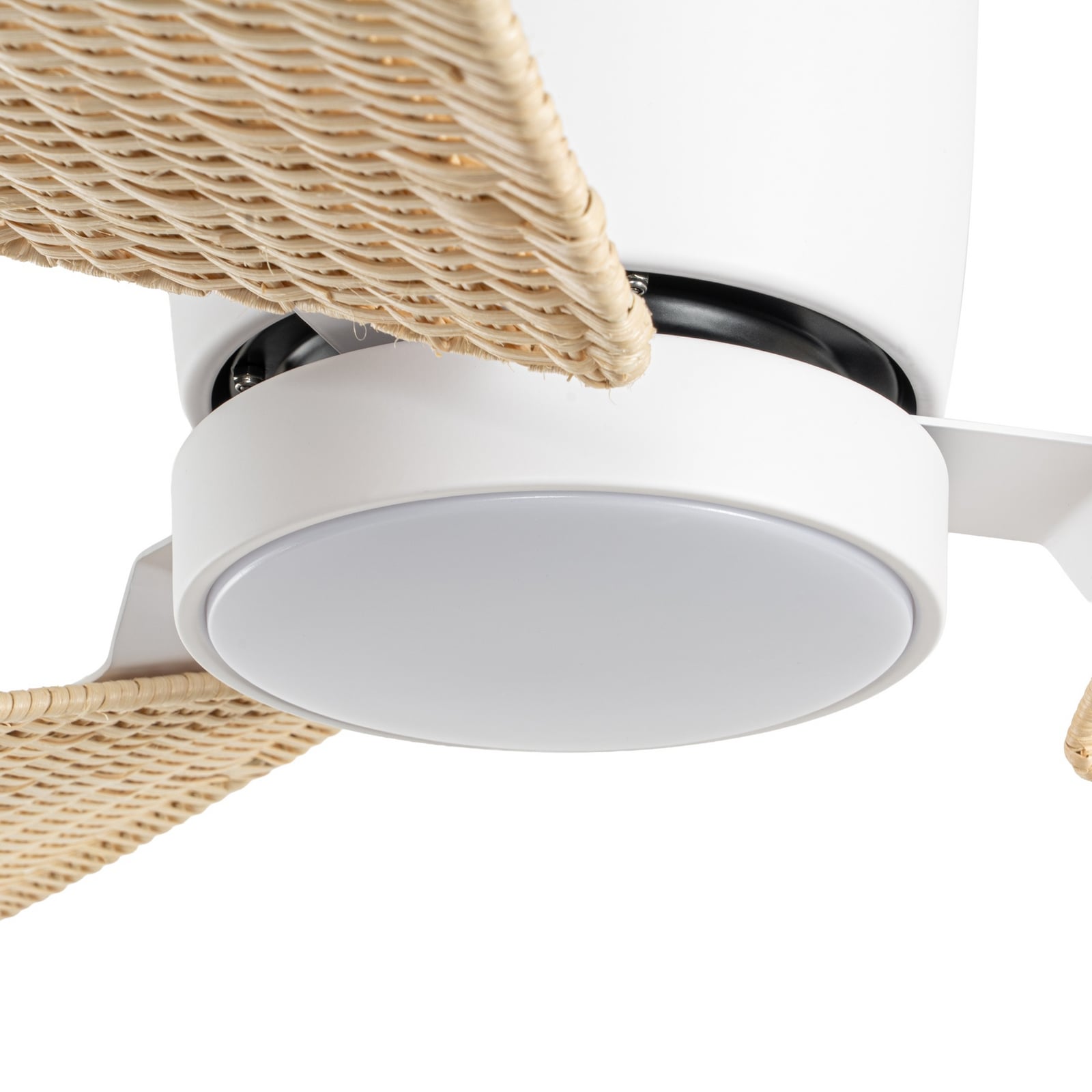 Ventilatore da soffitto LED Faipari con luce, bianco/rattan, 132 cm, DC - Ventilatore da soffitto LED Faipari con luce, bianco/rattan, 132 cm, DC -