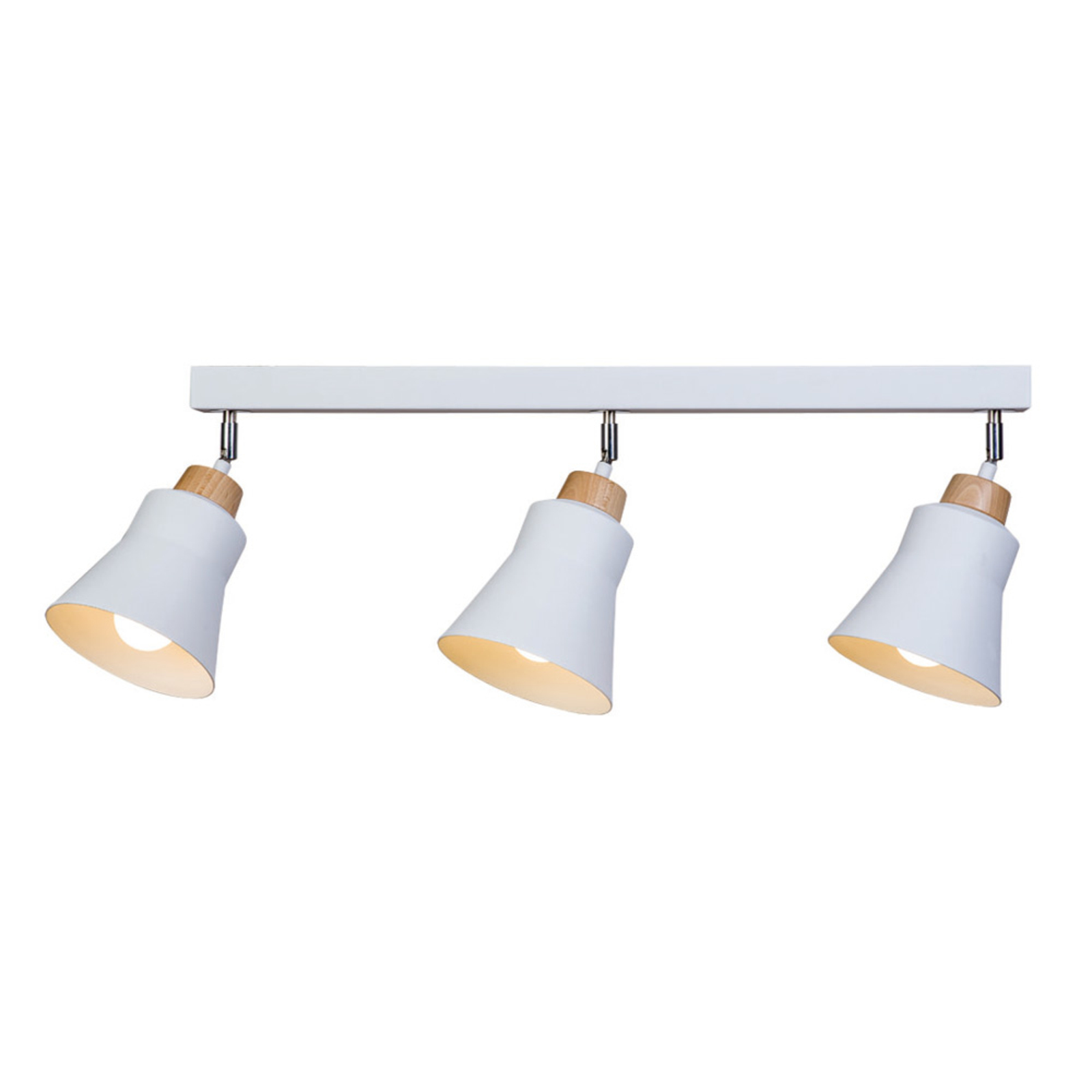 Lis Poland Wood ceiling light, three-bulb, white, for Living / Dining Room, metal, wood, E27, 40 W, energy efficiency: A++, L: 87 cm, W: 17 cm, H: 30 cm