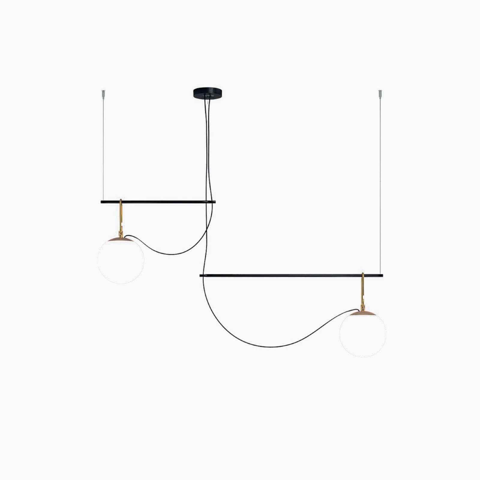 Artemide nh S3 2 glass hanging light, 2-bulb