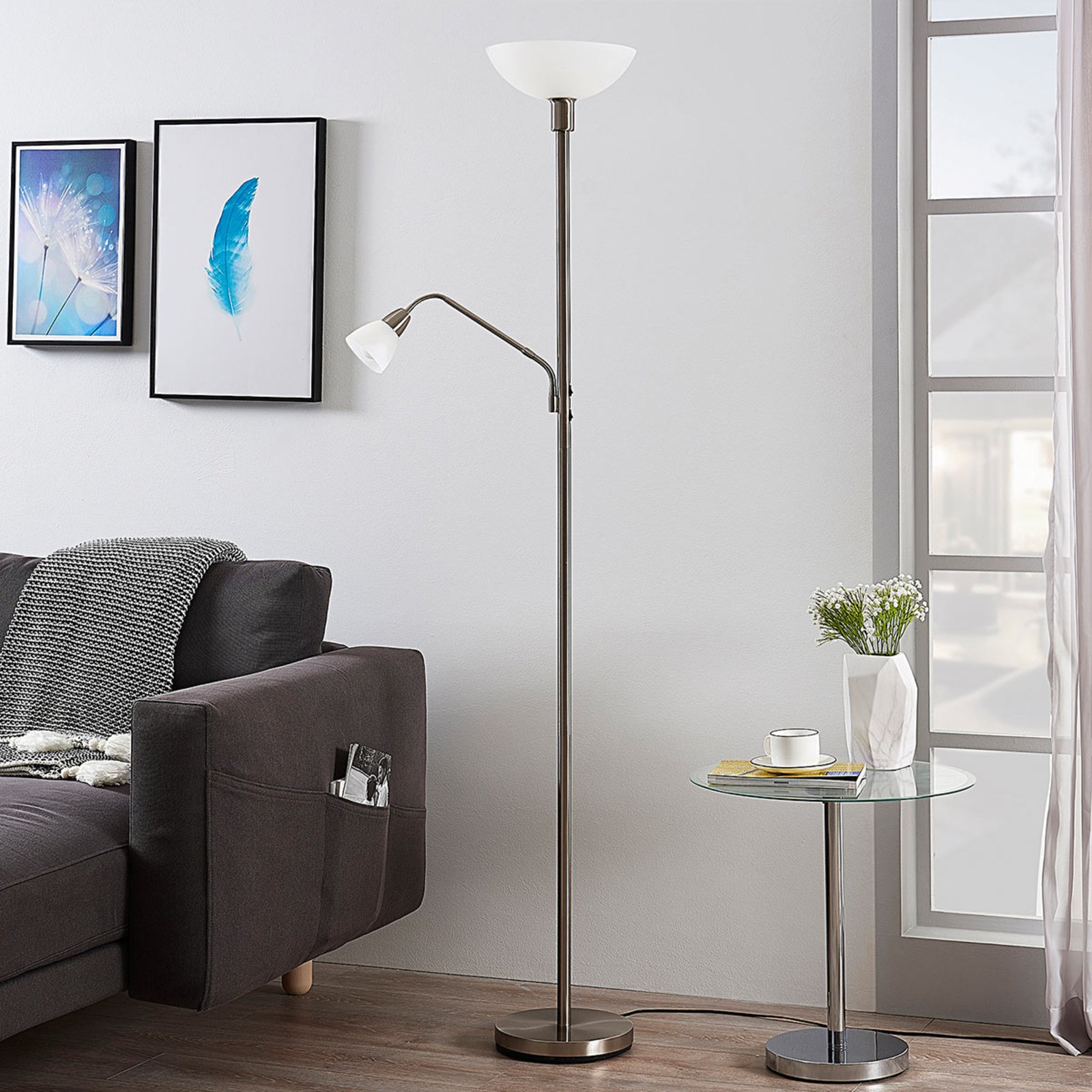 Jost Floor Lamp Nickel - Lindby