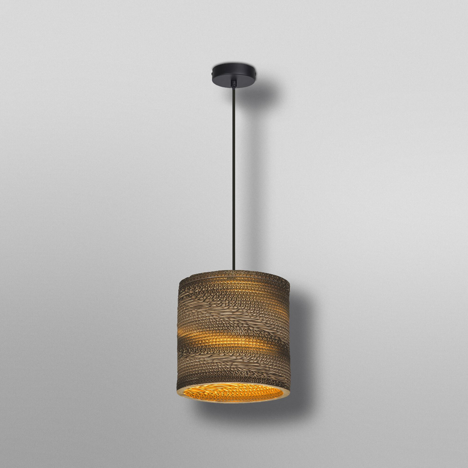 OSRAM hanging light CYLINDER, 1-bulb, brown, Ø 25 cm, corrugated cardboard