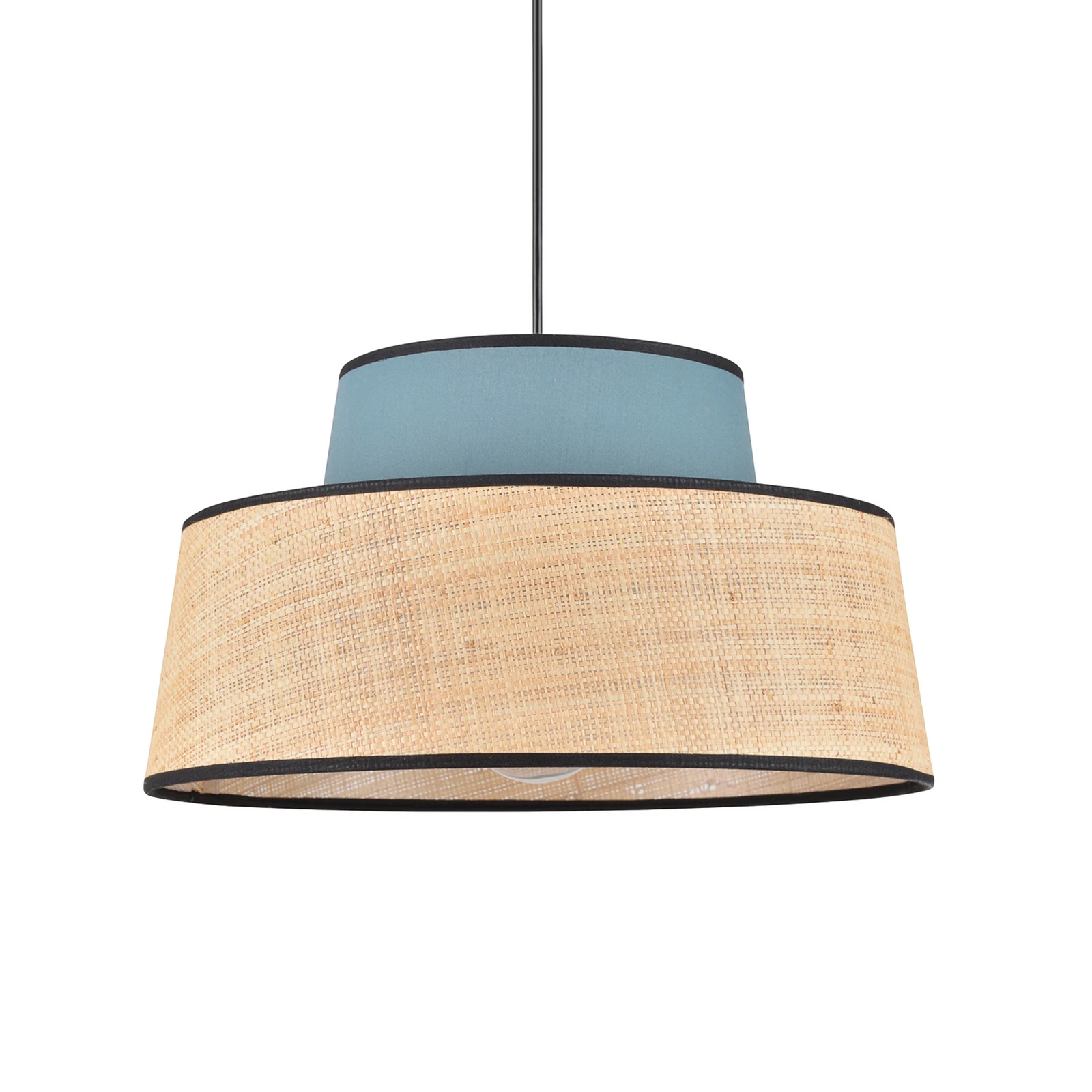 Lampada a sospensione Mallorca, petrolio/colore naturale, Ø 38 cm,
