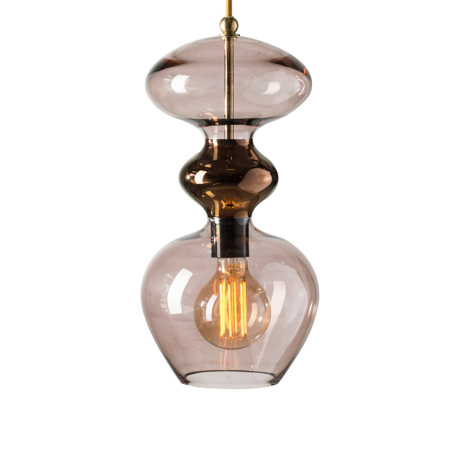 EBB & FLOW pendellampa Futura M, obsidian, glas, Ø 18 cm