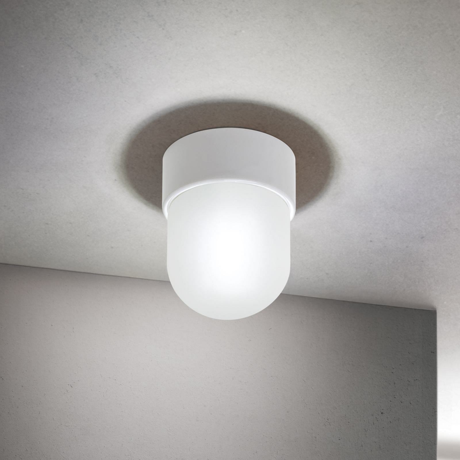 Plafonnier Ostia, blanc, céramique, verre satiné, E27