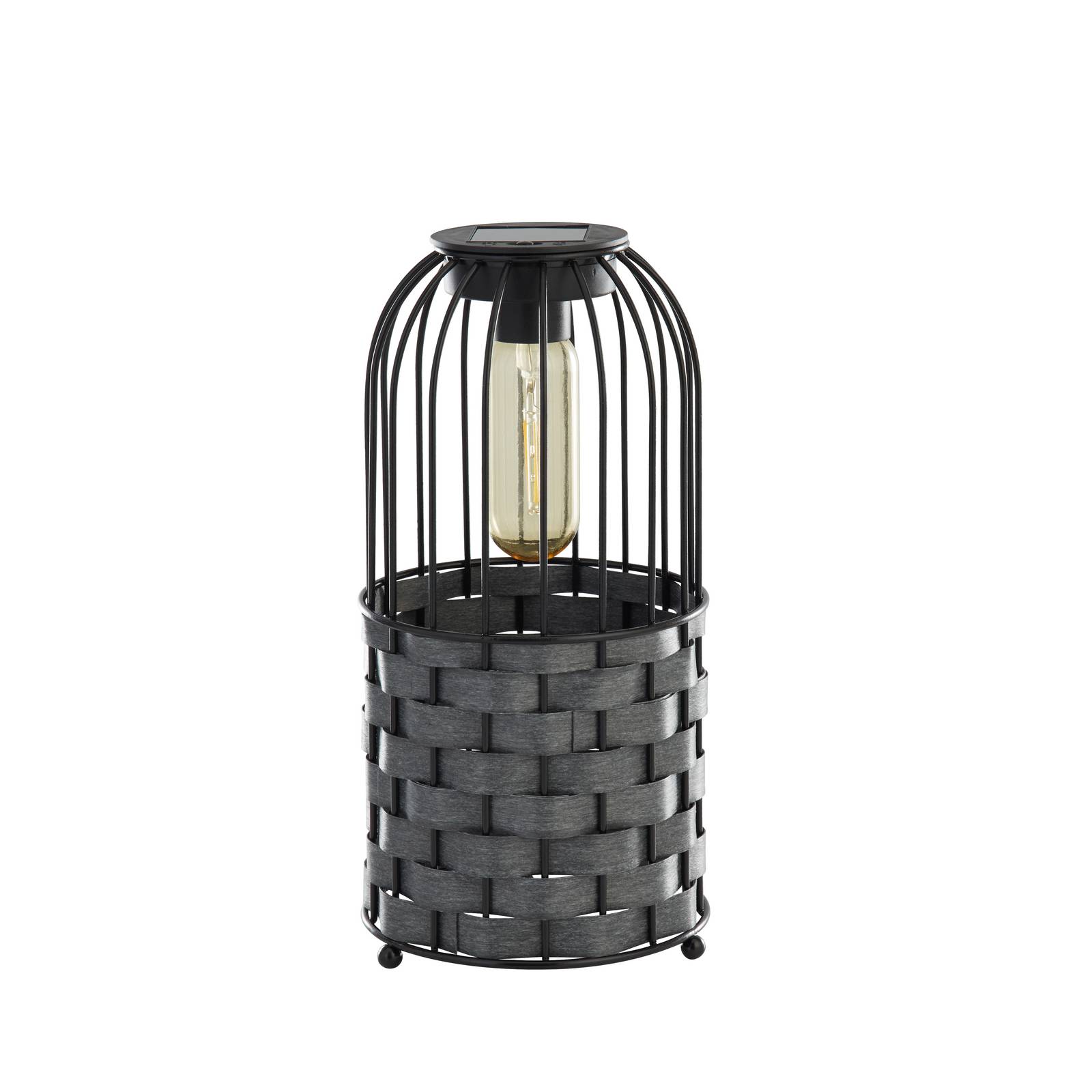 Solar-LED-Terrassenleuchte Tahoa, 26cm, grau, Rattan, IP44