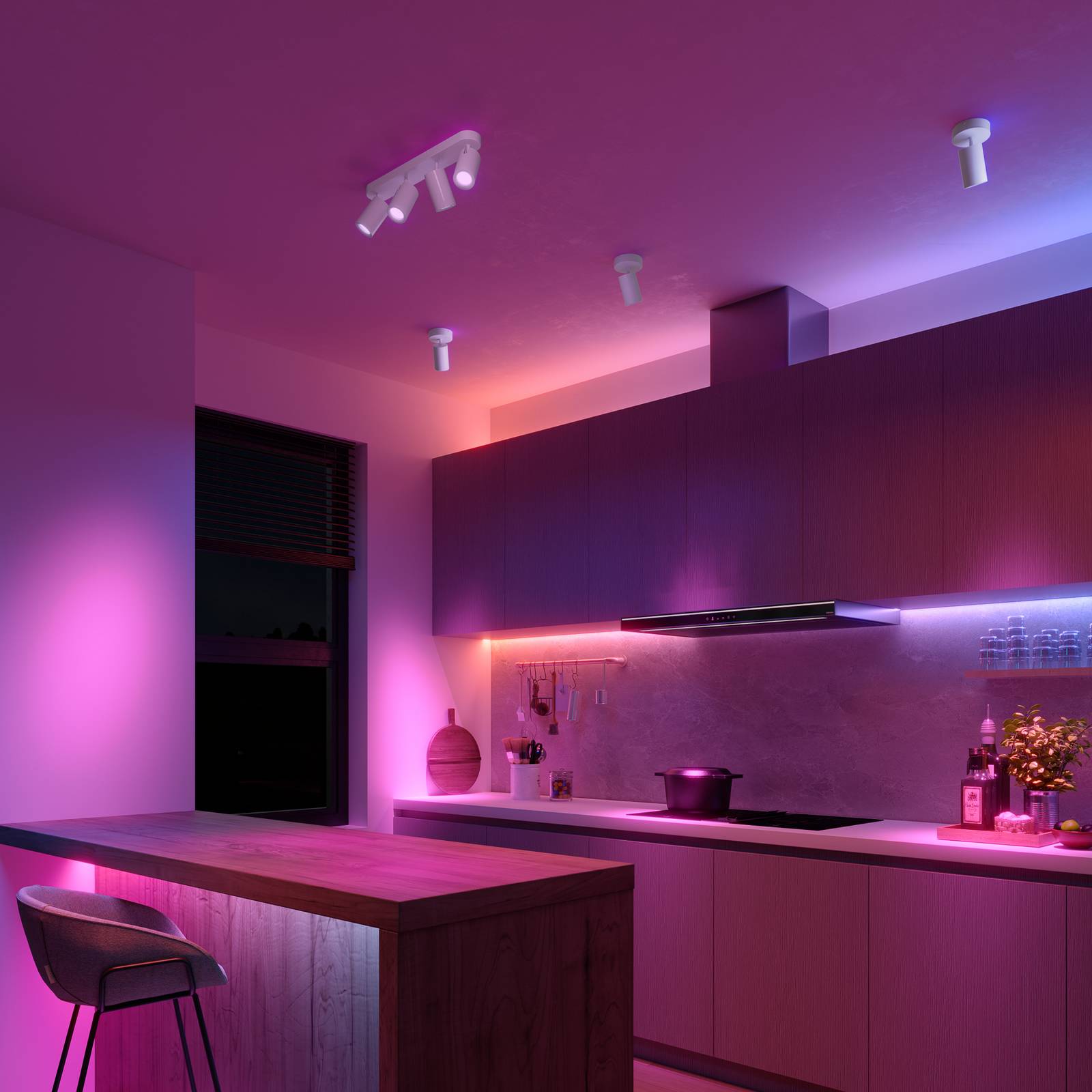 Calex Smart Deckenspot weiß Länge 49 cm 4-flg. GU10-LED RGBW günstig online kaufen