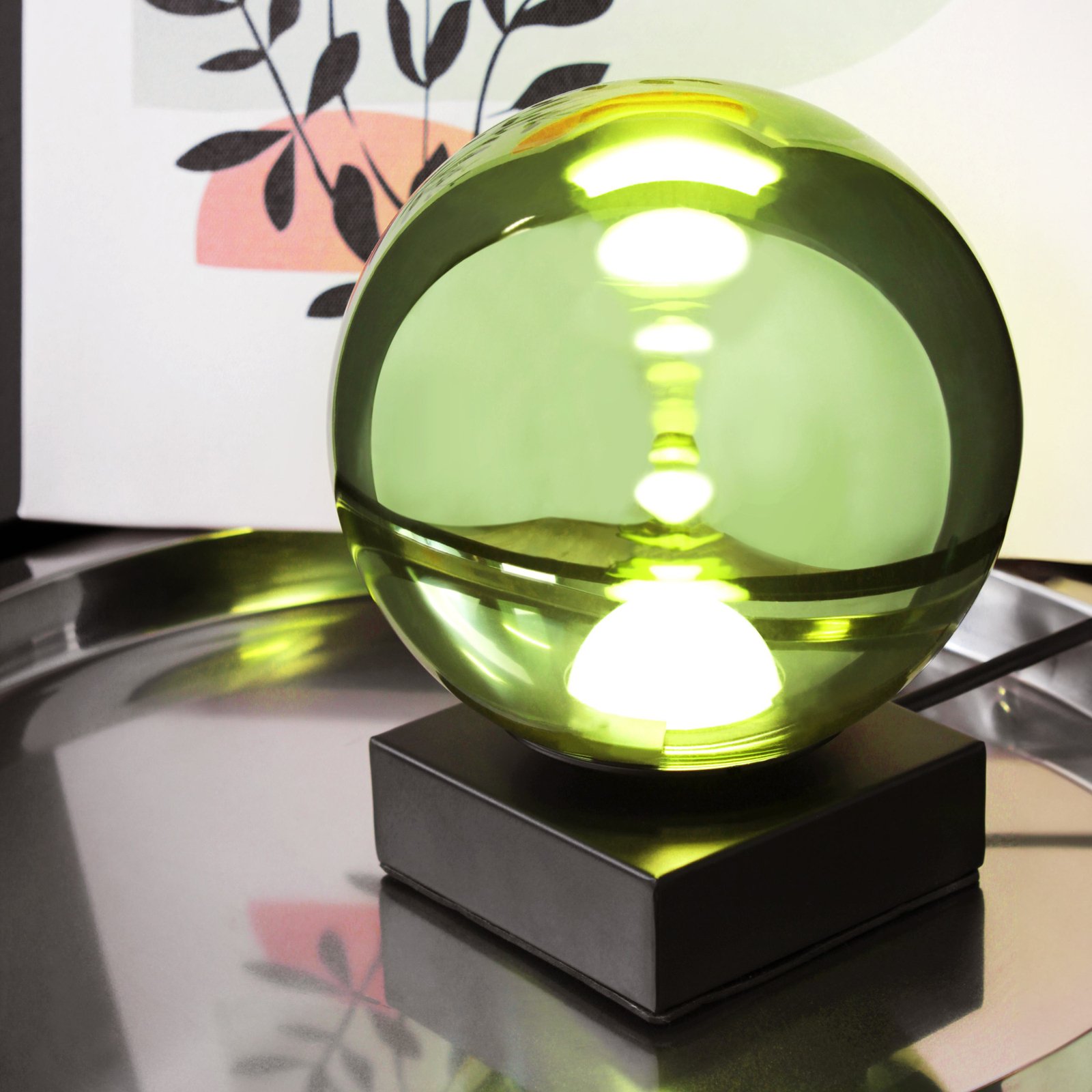 LED table lamp Altaïr, green, height 18 cm, glass, 3,000 K