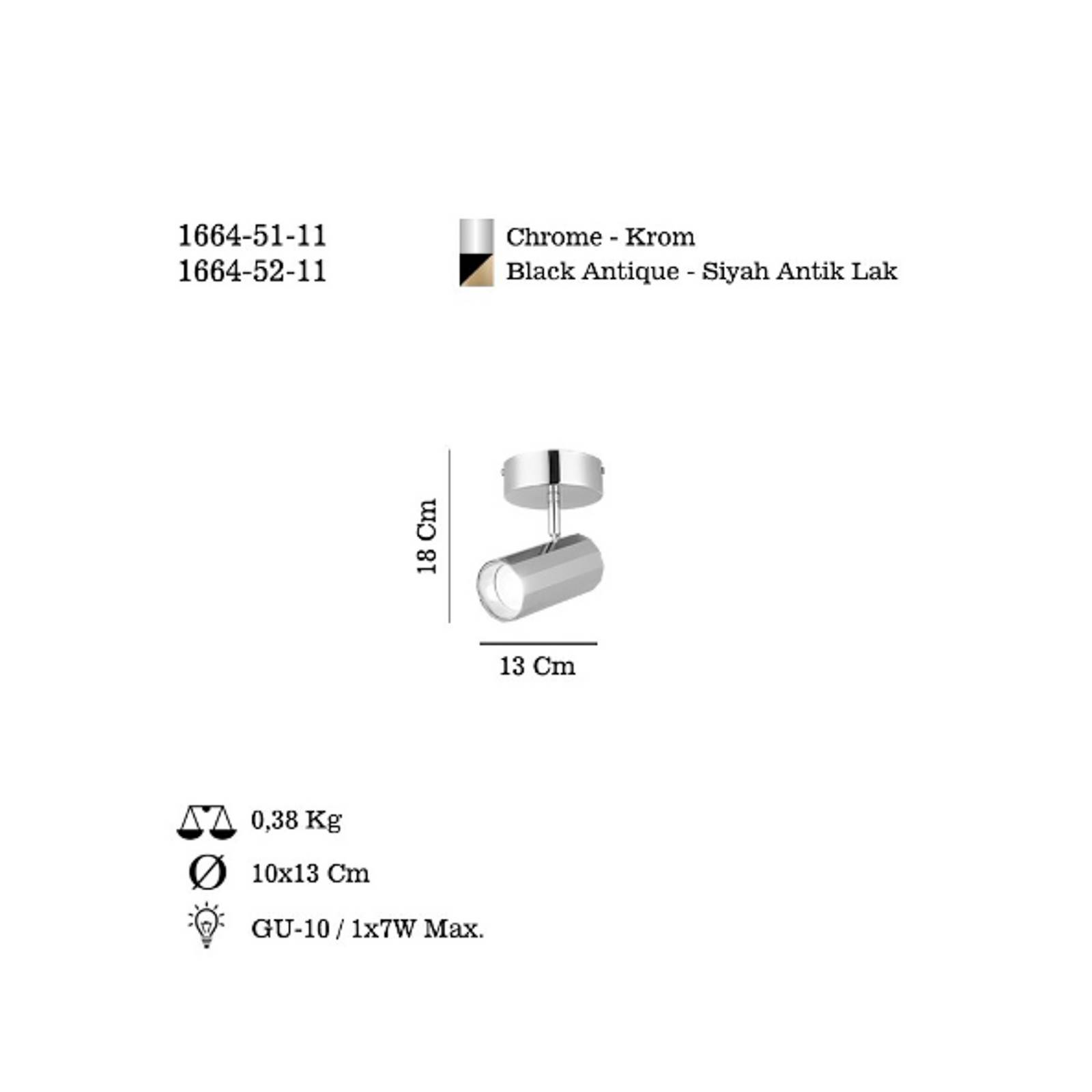 Deckenstrahler Oktano, chromfarben, Länge 13 cm, Metall günstig online kaufen