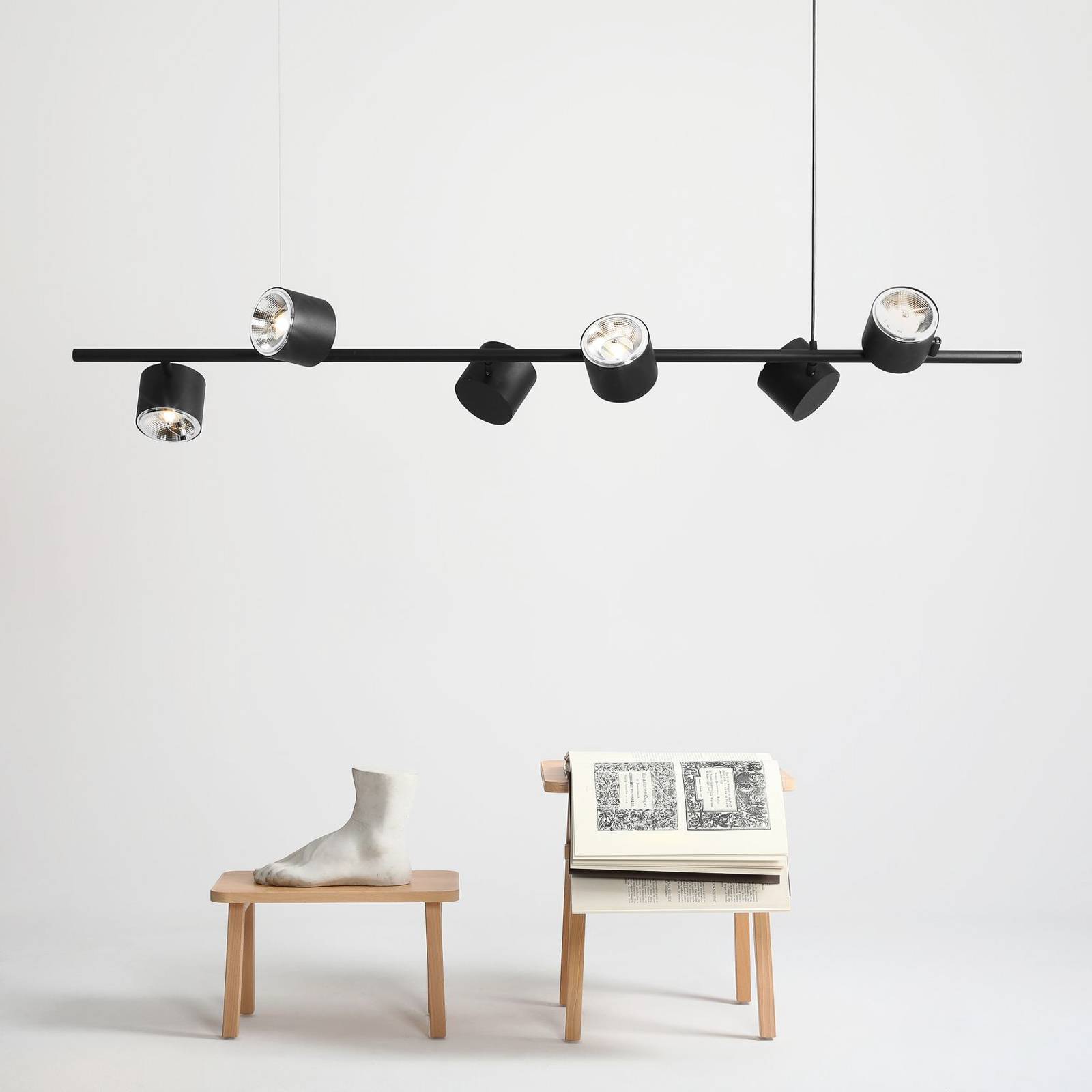 Lampa wisząca Bot, czarna, 6-punktowa