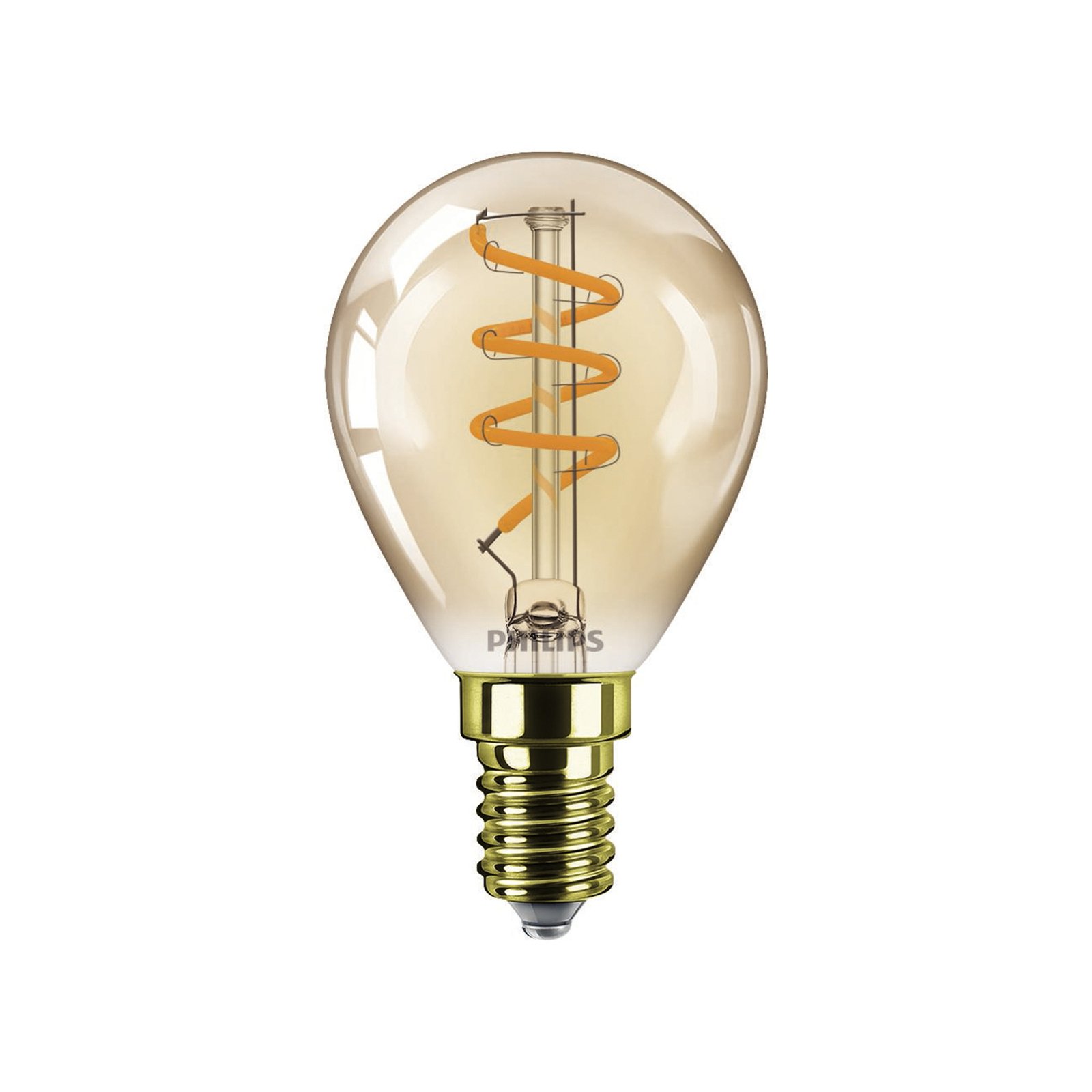 Philips E14 LED bulb G45 3W dimmable 2,200K gold