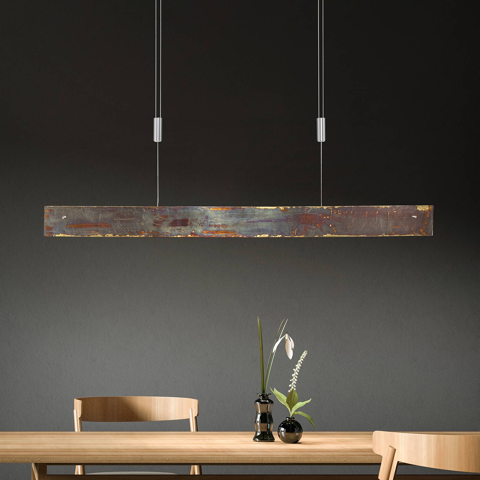 Quitani Suspension LED Malu oxydé or longueur 119 cm