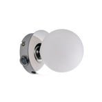 Sienas lampa „Alfio“, Ø 11 cm, hroma krāsā, metāls/stikls, IP44