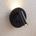 Lucande Candeeiro de parede LED Magya, preto 2 lâmpadas, redondo