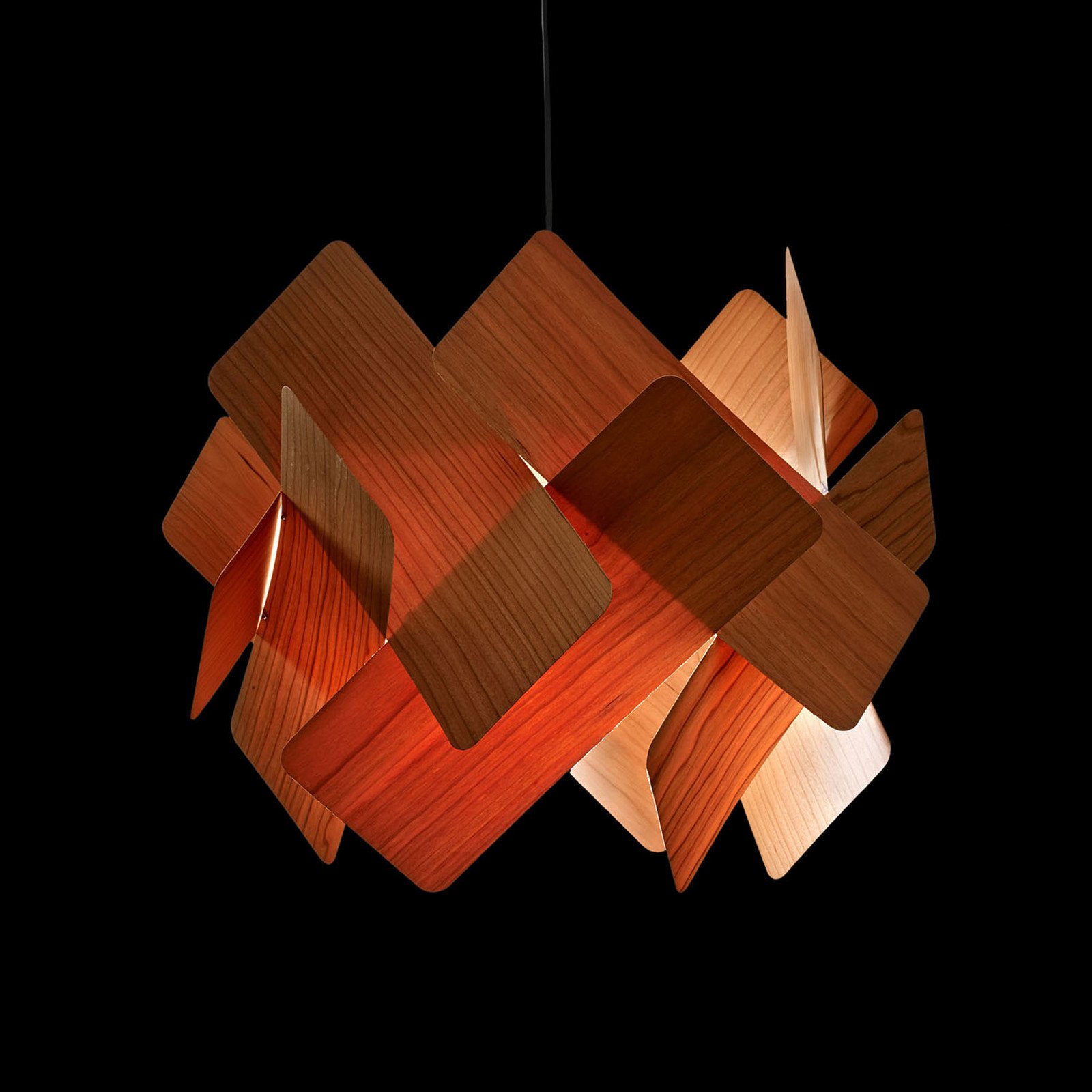 LZF LAMPS LZF Escape pendul cablu negru Ø 52cm cireș - Camera de zi / sufragerie - Design - cireș natur - Lemn
