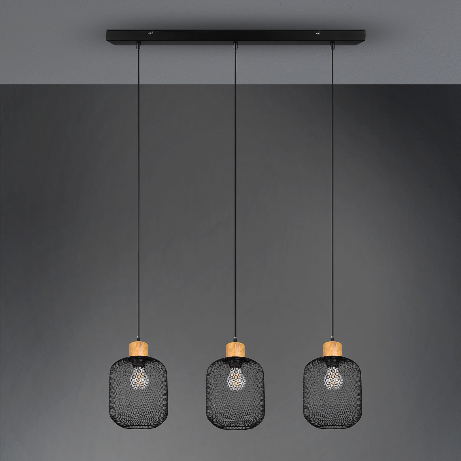 Hanglamp Calimero kooi-look 3-lamps