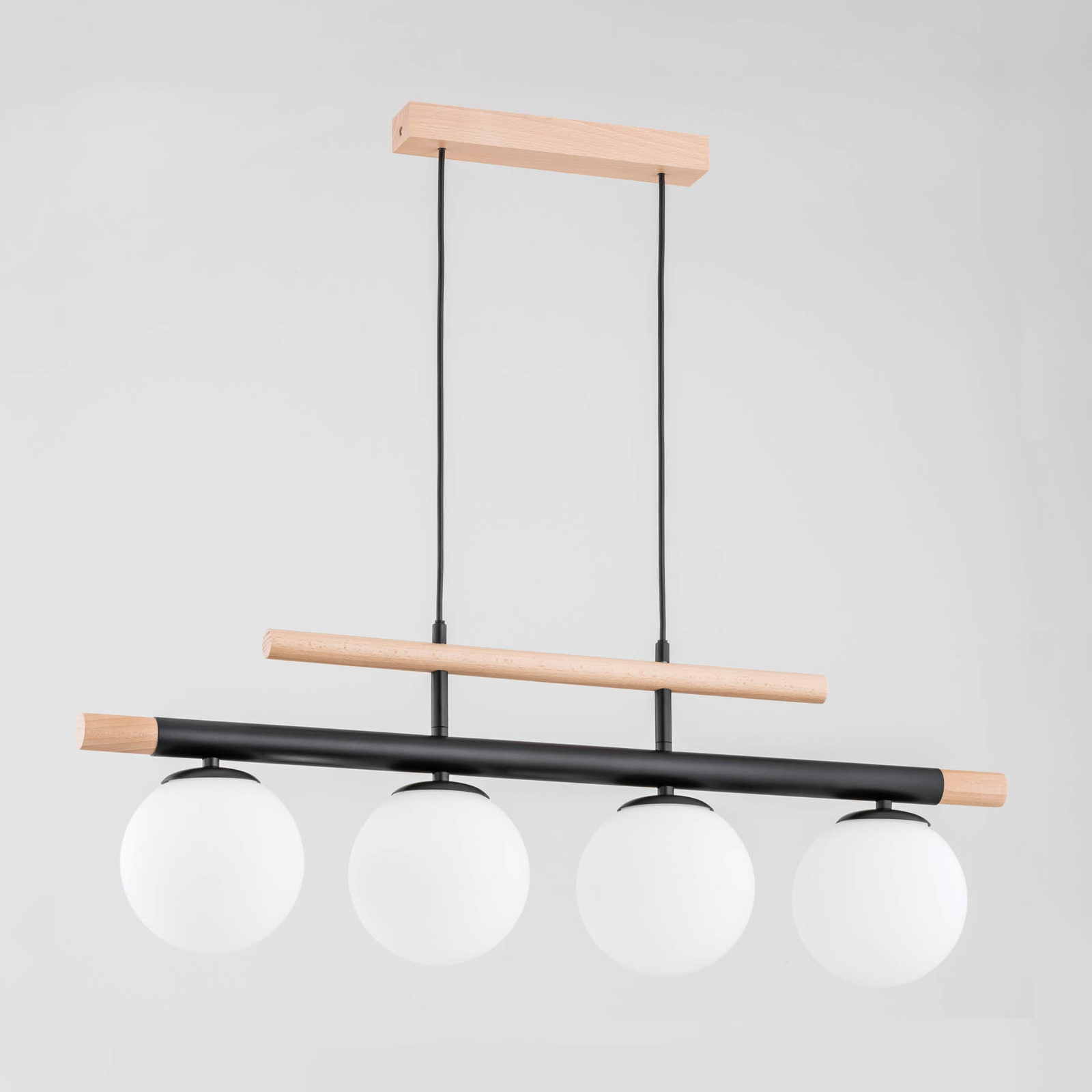 Trendy hanglamp van hout, 4-lamps
