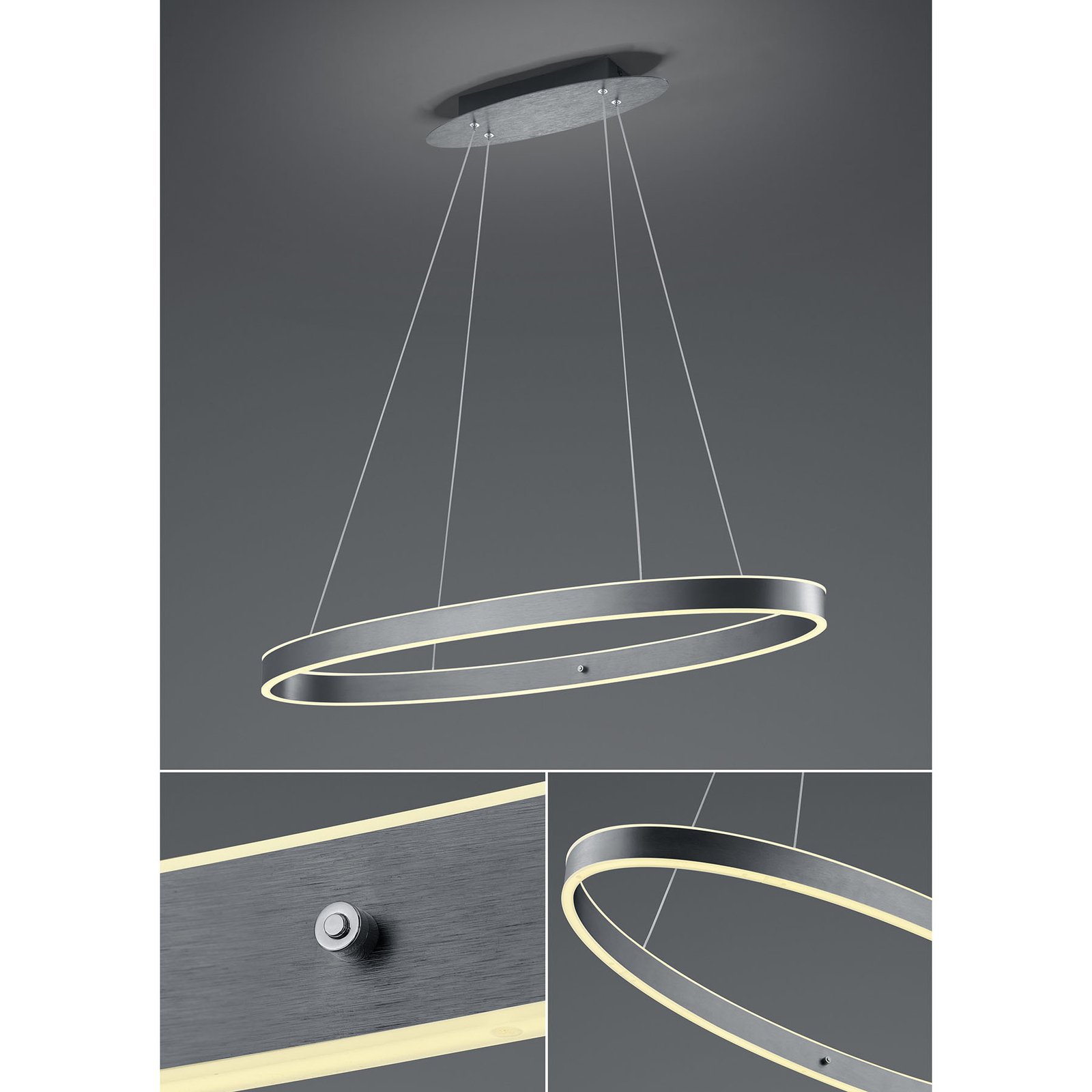LED hanglamp Delta, rond, antraciet