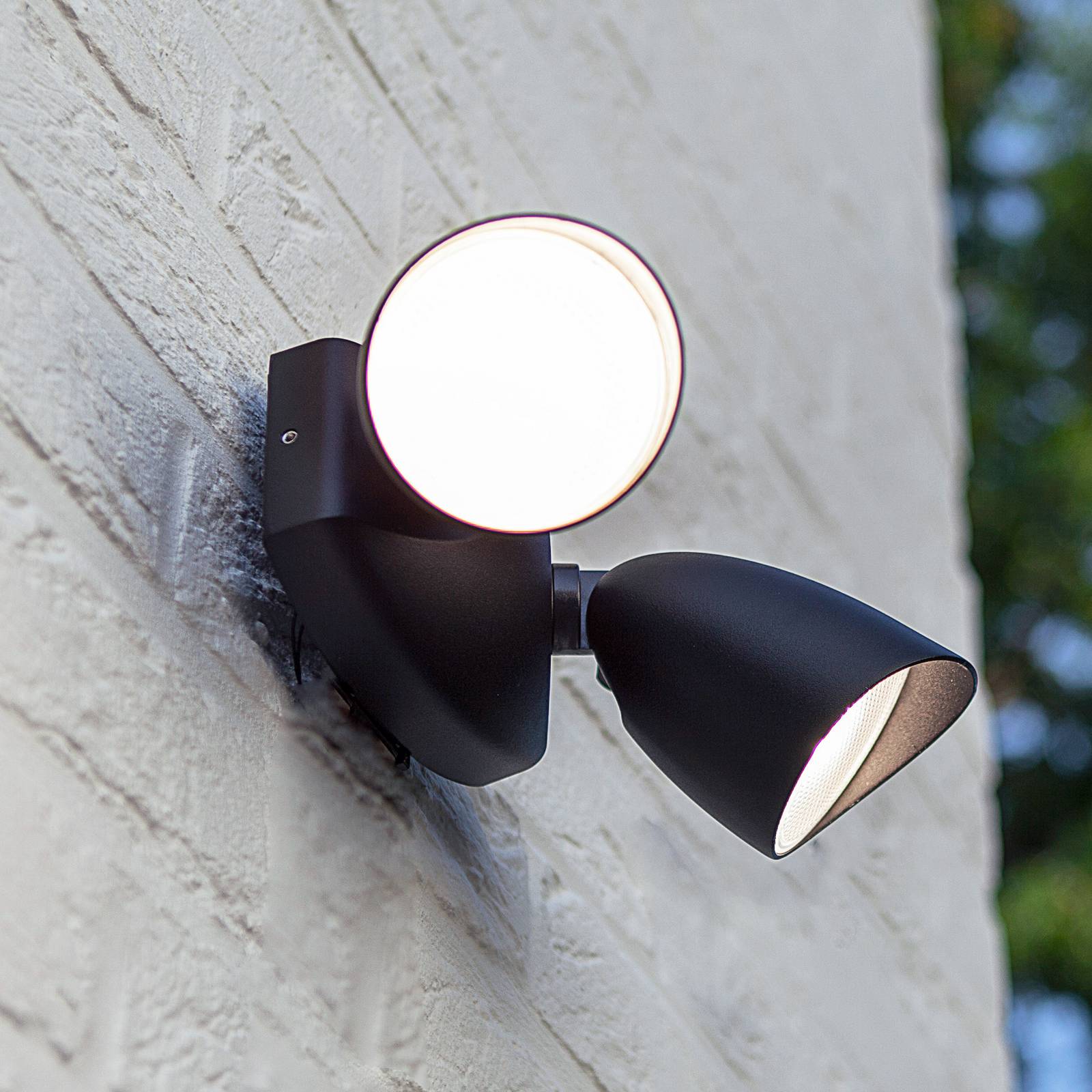 LUTEC Projecteur mural d'extérieur à LED SHRIMP, noir, 20 W, à 2 lampes, IP54