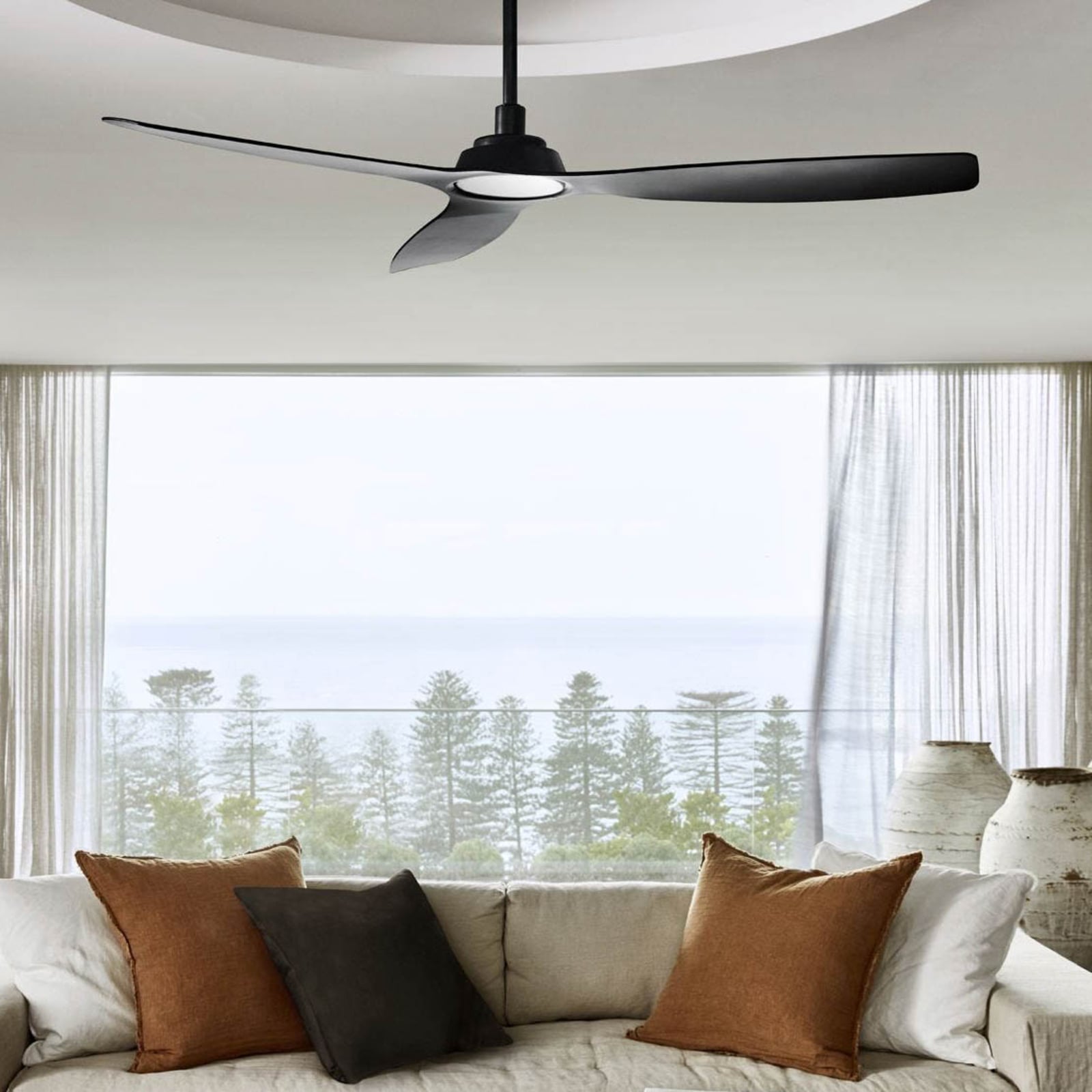 Moto Deckenventilator, schwarz, Ø 132 cm, leise - Beacon