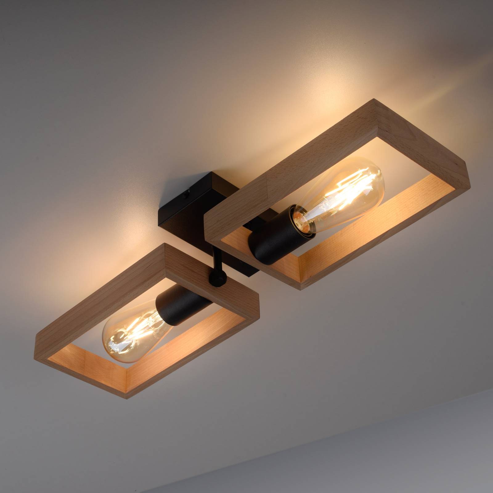 Lampa sufitowa Frame wykonana z drewna, 2-punktowa