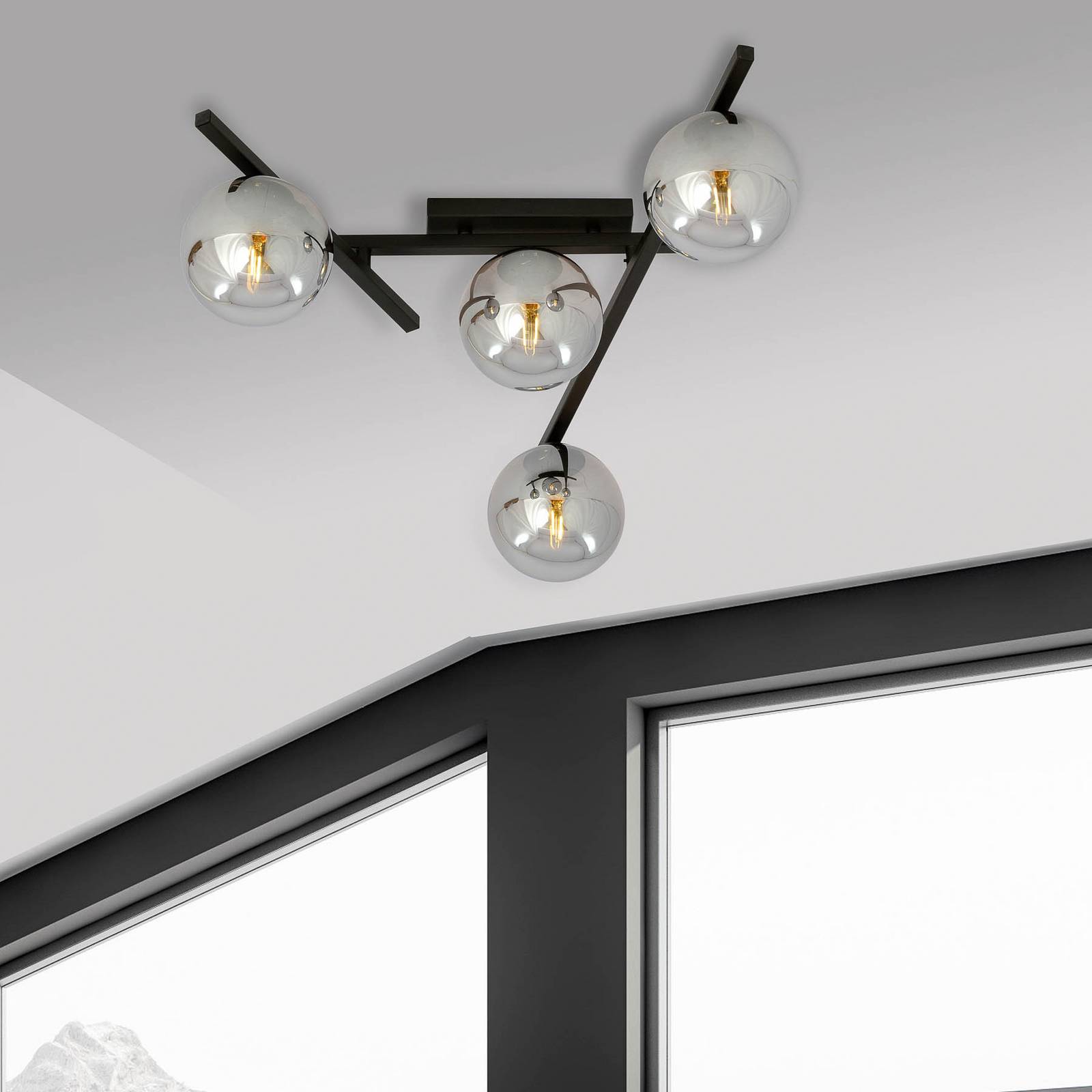 Lampa sufitowa Smart, czarna/grafitowa, 4-punktowa