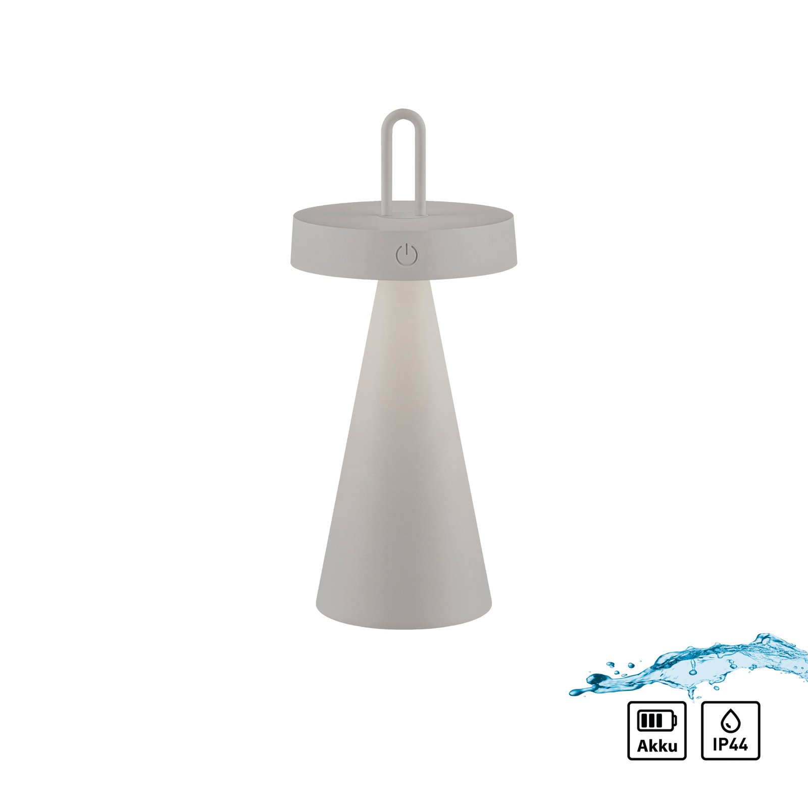 JUST LIGHT. LED-bordlampe Alwa gråbeige jern IP44