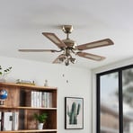 Lucande ceiling fan with light Anariki, quiet, brass