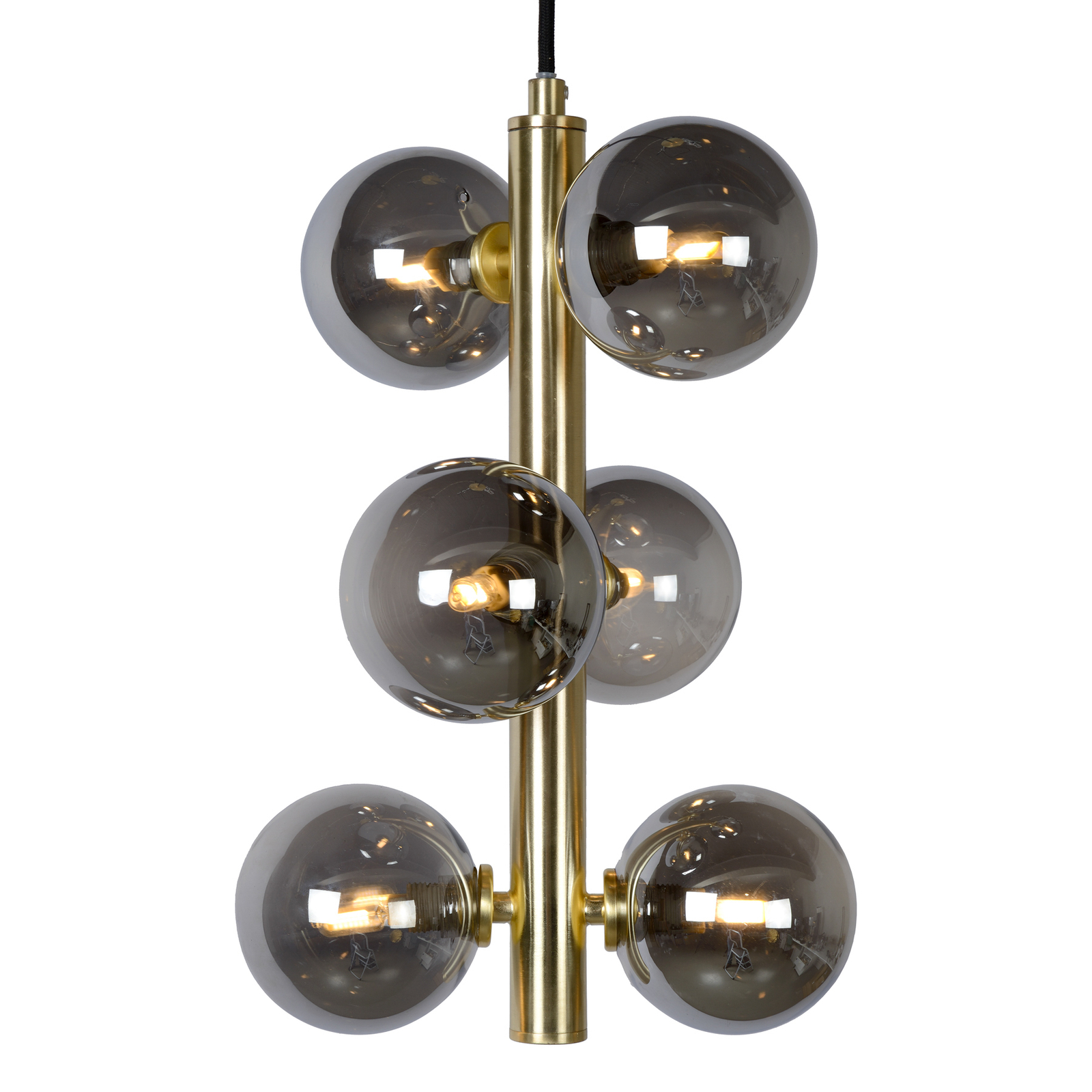 Tycho hængelampe, 6 lyskilder, guld/røggrå