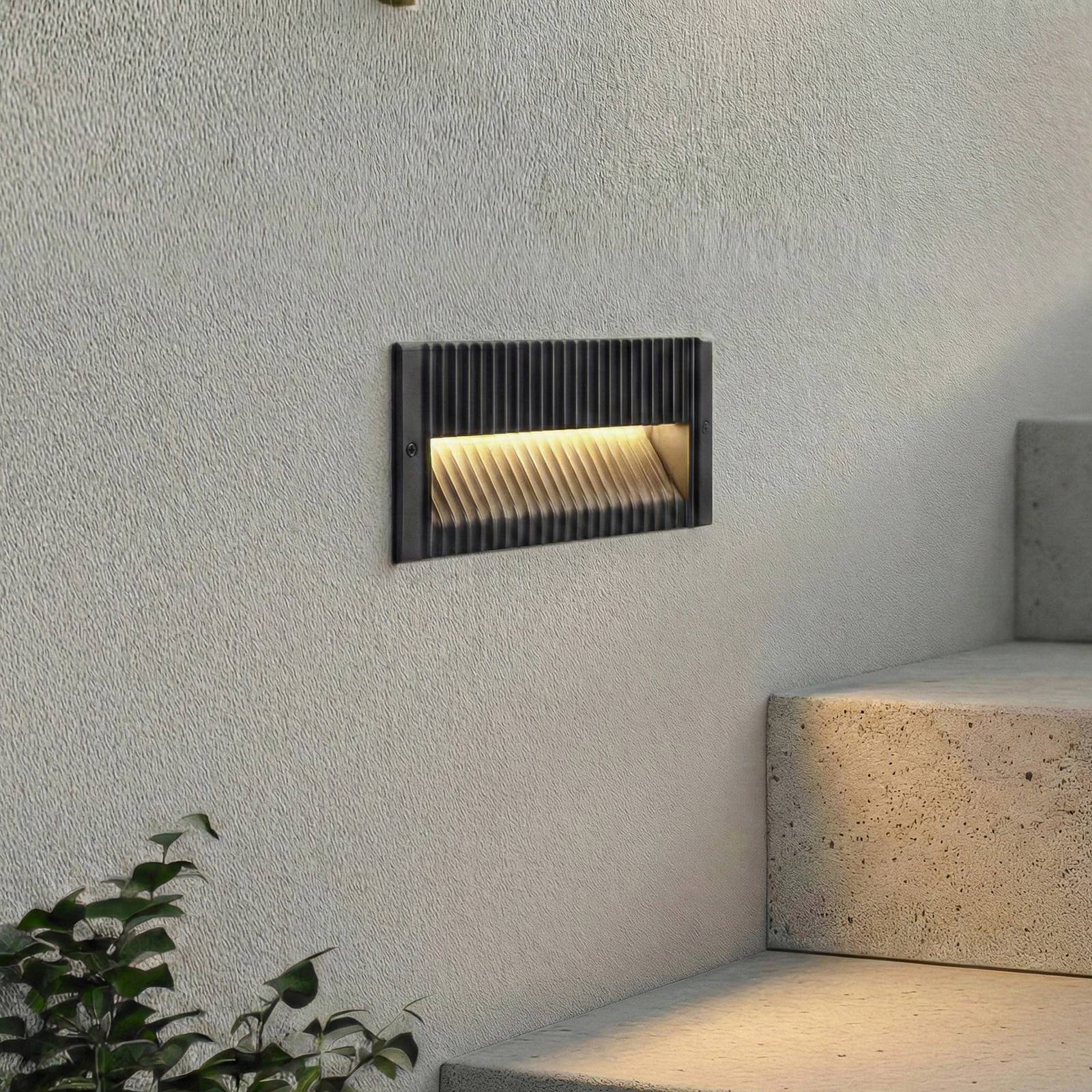 Lucande Applique encastrable LED Tavion, 25 cm, anthracite, IP65