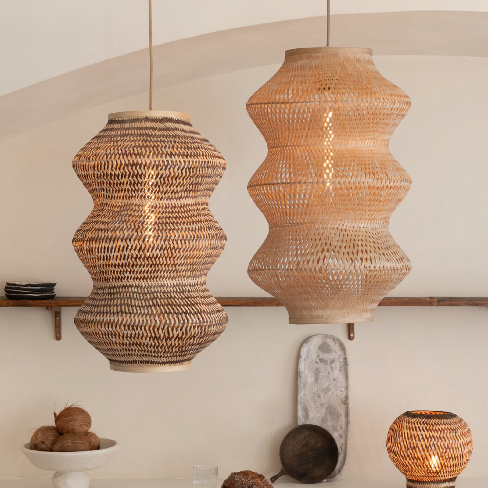 GOOD & MOJO Suspension Barbados, naturel, Ø 40 cm, bambou, E27