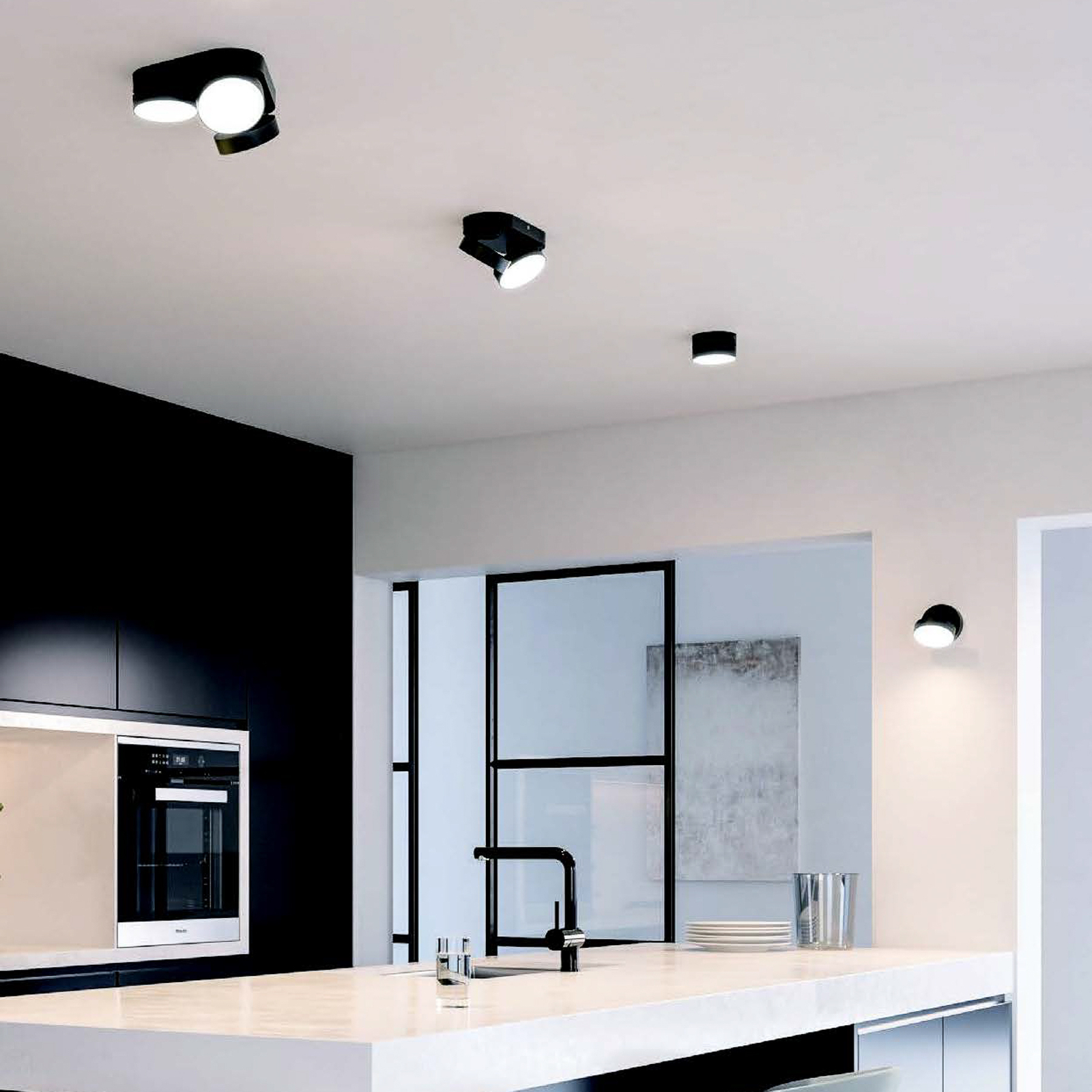 Stanos LED ceiling spotlight, CCT, one-bulb, black