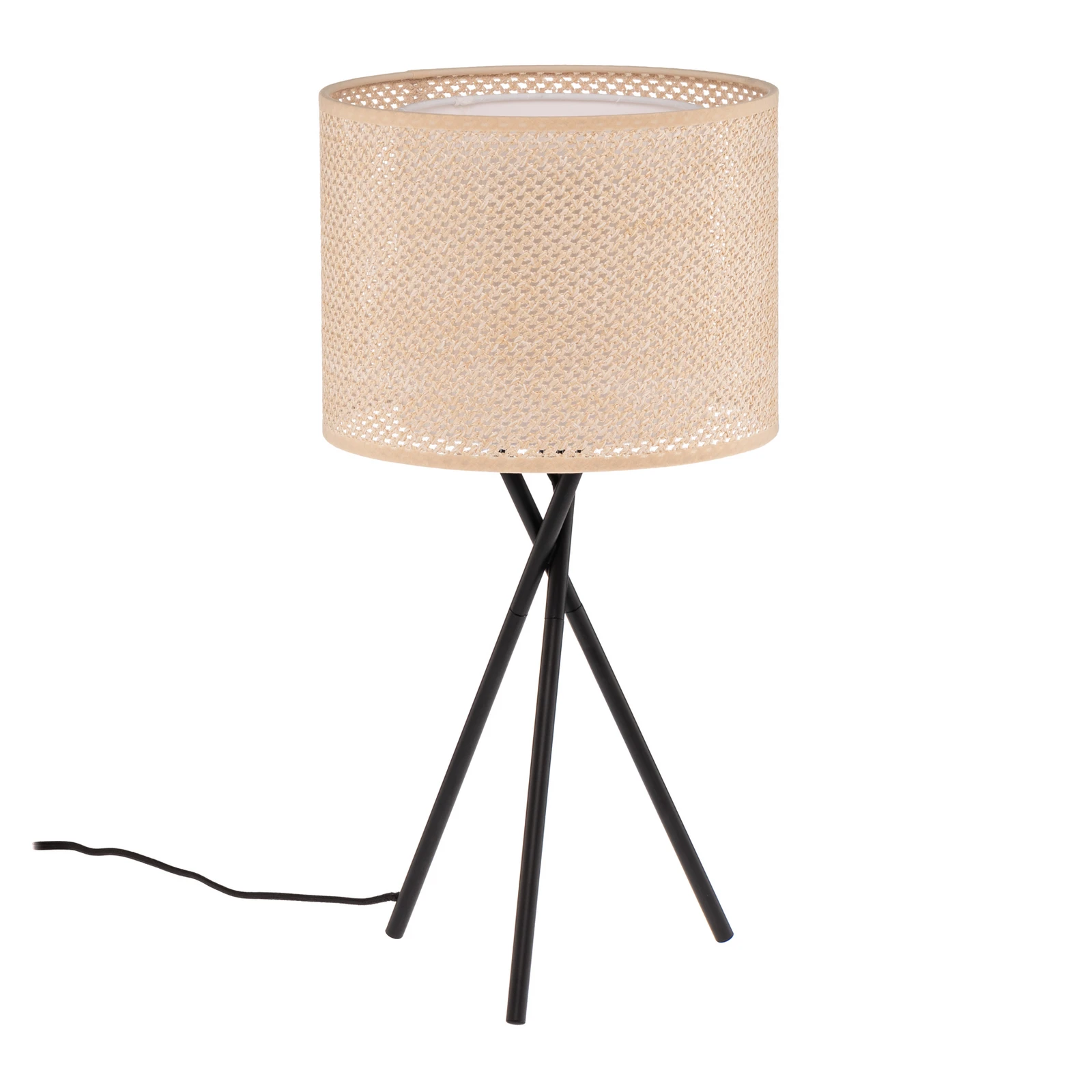 Lampă de masă Lindby Soula, Ø 26 cm, bej, plastic, E27