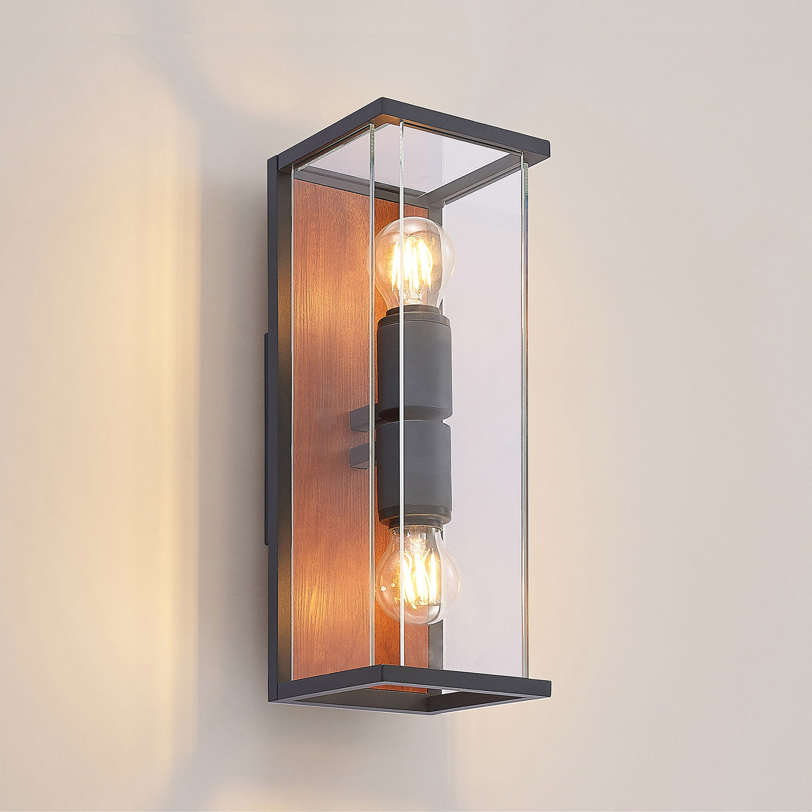 Lucande Elwin wall light, angular, two-bulb