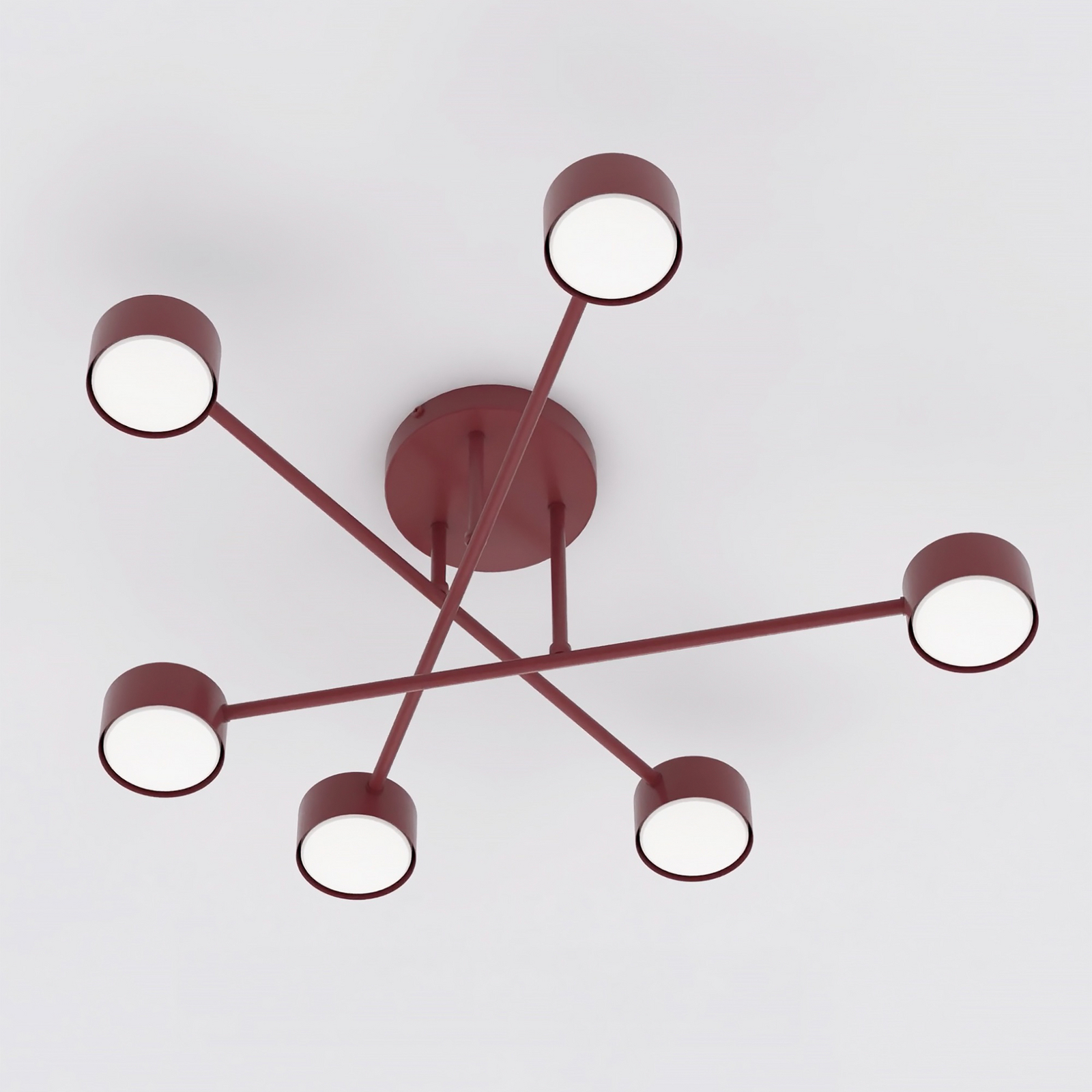 HALO ceiling light, dark red, Ø 60 cm, 6-bulb, metal, GX53 HALO ceiling light, dark red, Ø 60 cm, 6-bulb, metal, GX53