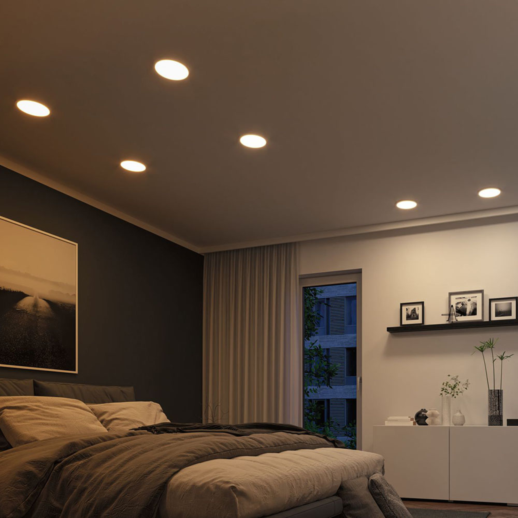 Paulmann Areo panel dim-to-warm round white 17.5cm, for Living / Dining Room, plastic, 13 W, energy efficiency: A+, H: 1.2 cm