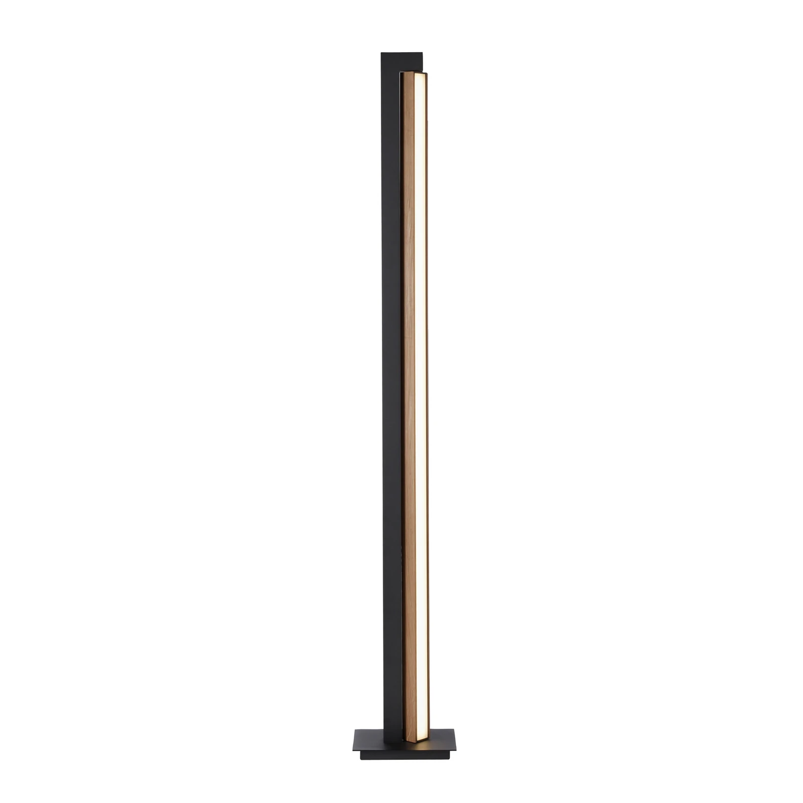 LED podna lampa PURE Lines, crna, drvo, daljinski, 140 cm
