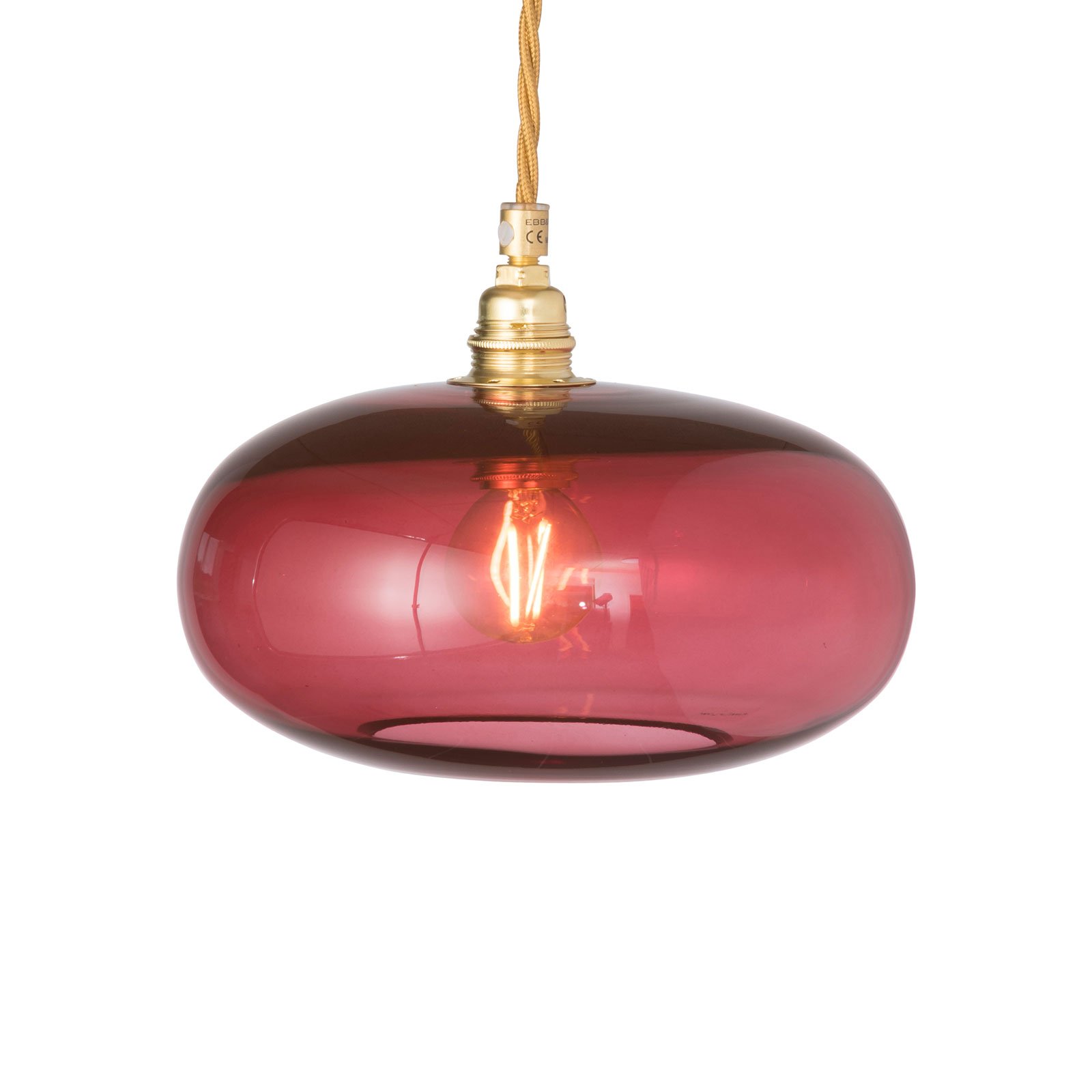 EBB & FLOW Horizon hanging lamp red Ø 21 cm, for Living / Dining Room, glass, metal, fabric, E14, 25 W, energy efficiency: A++, H: 14 cm
